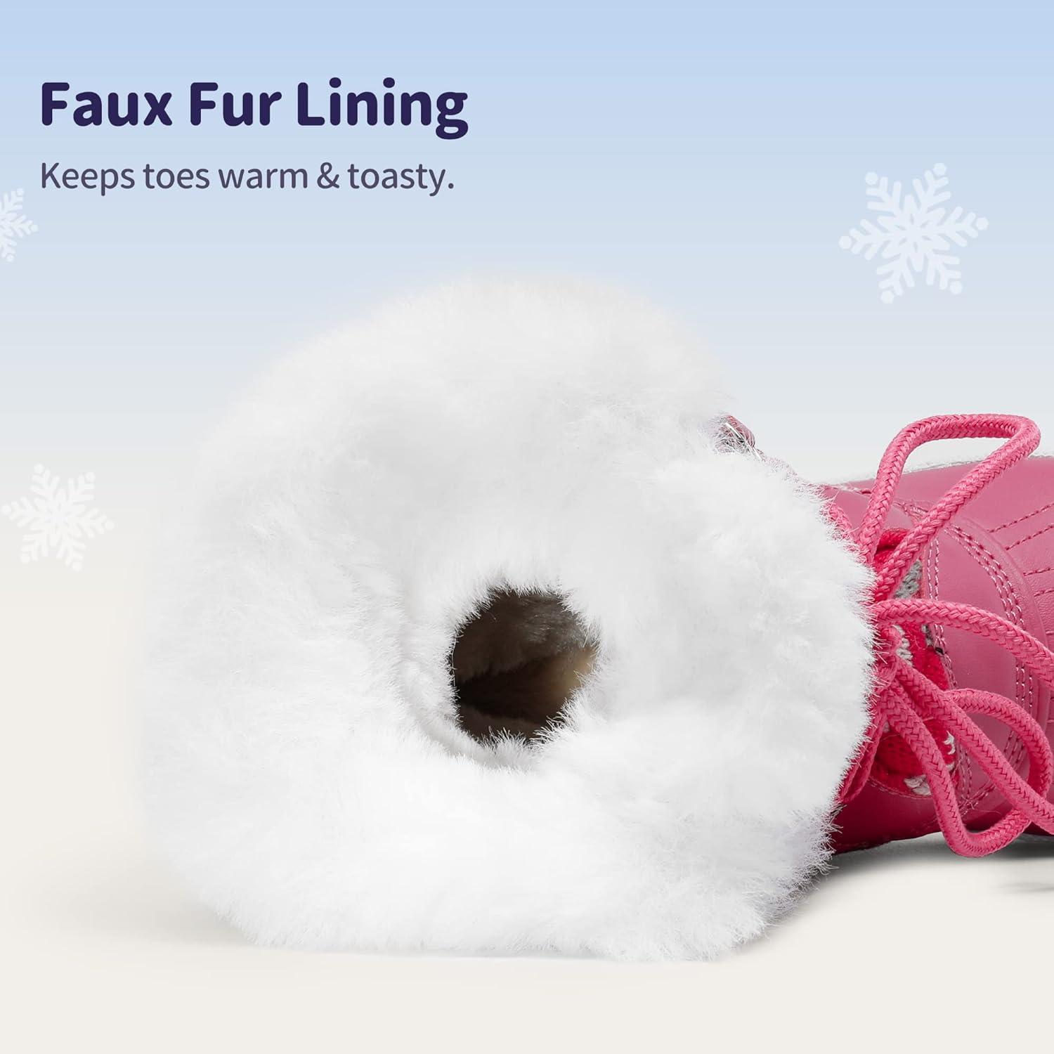 imageDREAM PAIRS Cozy Kids Snow Boots Warm ampamp WaterResistant Winter Boots with Faux Fur for AllDay Play NonSlip Mid Calf BootsRose Red