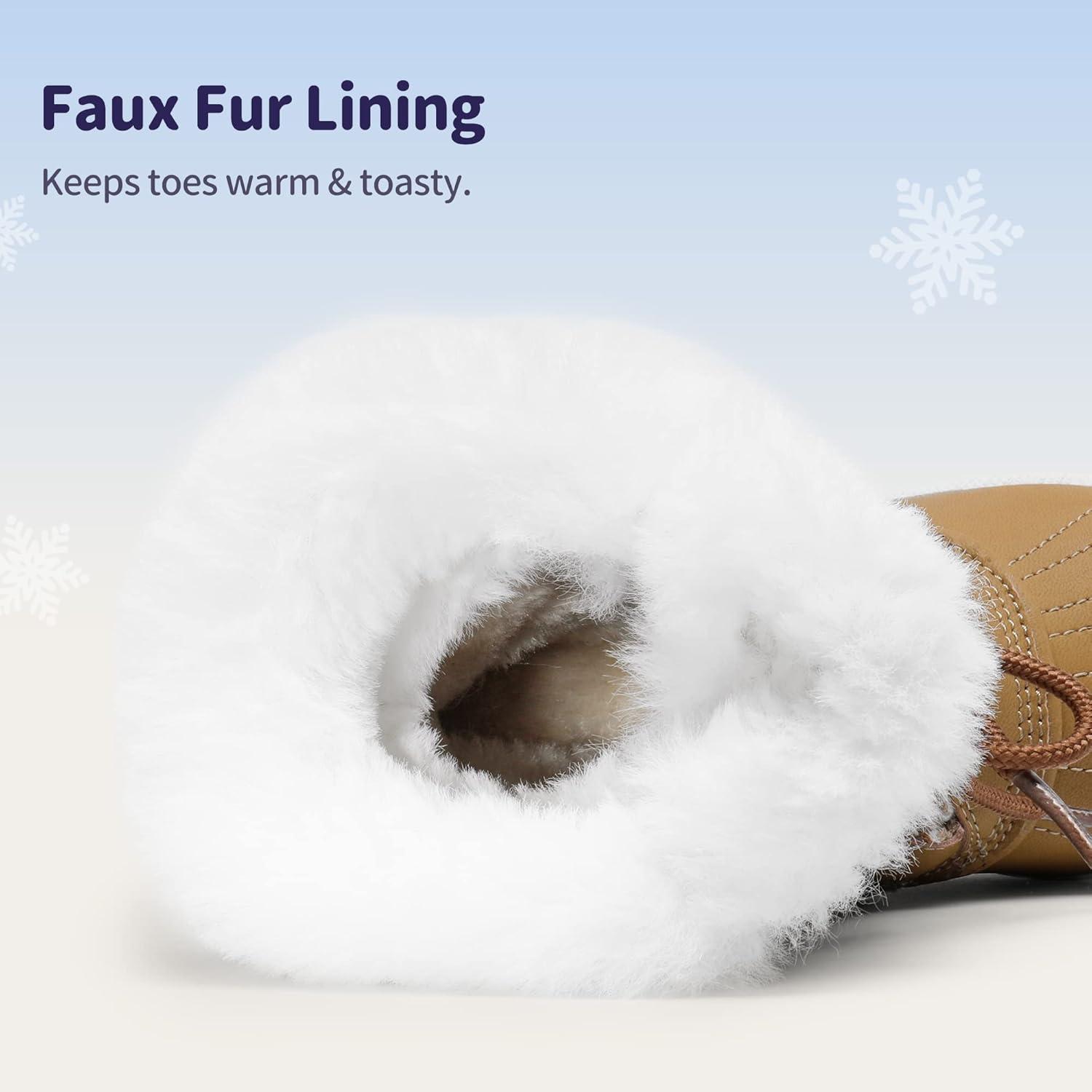 imageDREAM PAIRS Cozy Kids Snow Boots Warm ampamp WaterResistant Winter Boots with Faux Fur for AllDay Play NonSlip Mid Calf BootsTanWhite