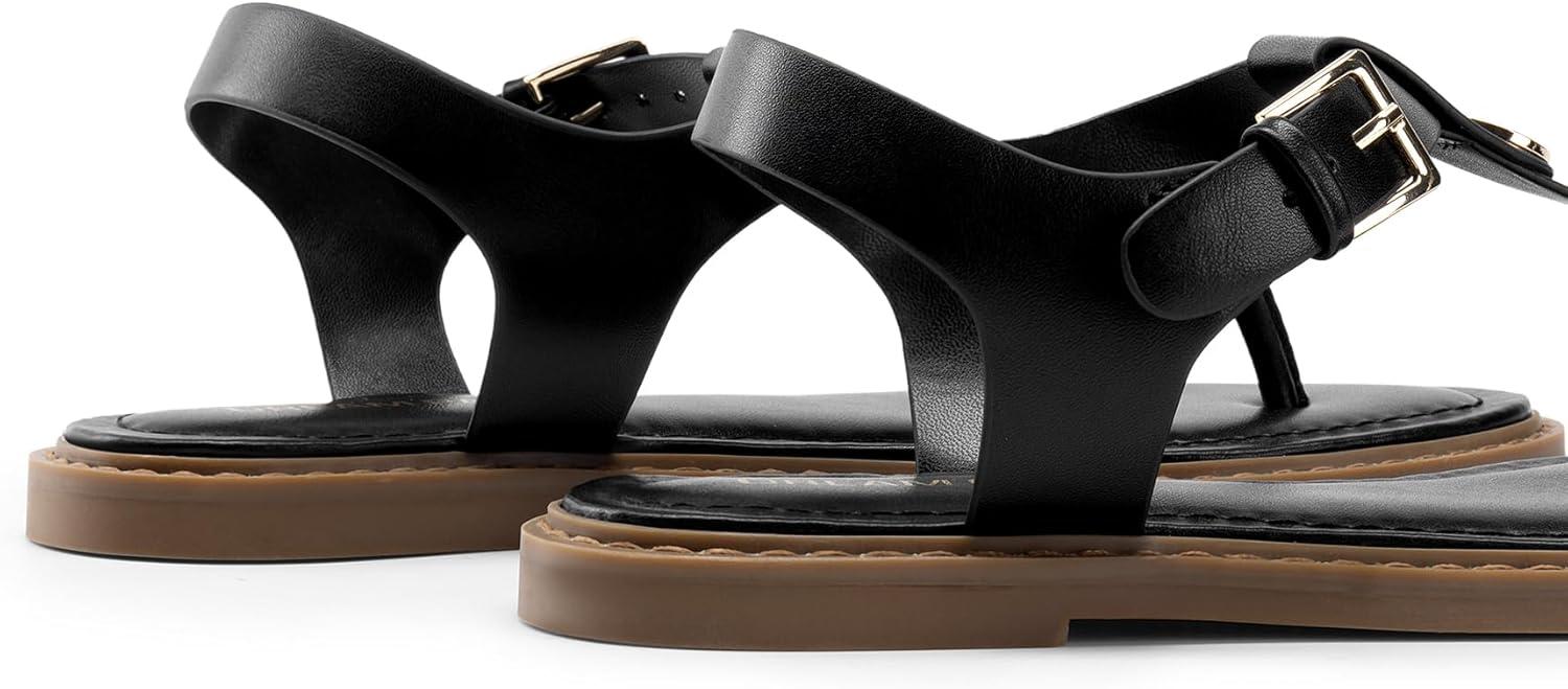 imageDREAM PAIRS Dressy TStrap Flat Thong Sandals for Women Comfort Roman Gladiator Casual Summer Beach Flip Flop Shoes with Adjustable Back Ankle StrapAll Black