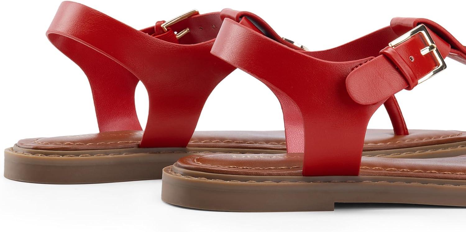 imageDREAM PAIRS Dressy TStrap Flat Thong Sandals for Women Comfort Roman Gladiator Casual Summer Beach Flip Flop Shoes with Adjustable Back Ankle StrapRed