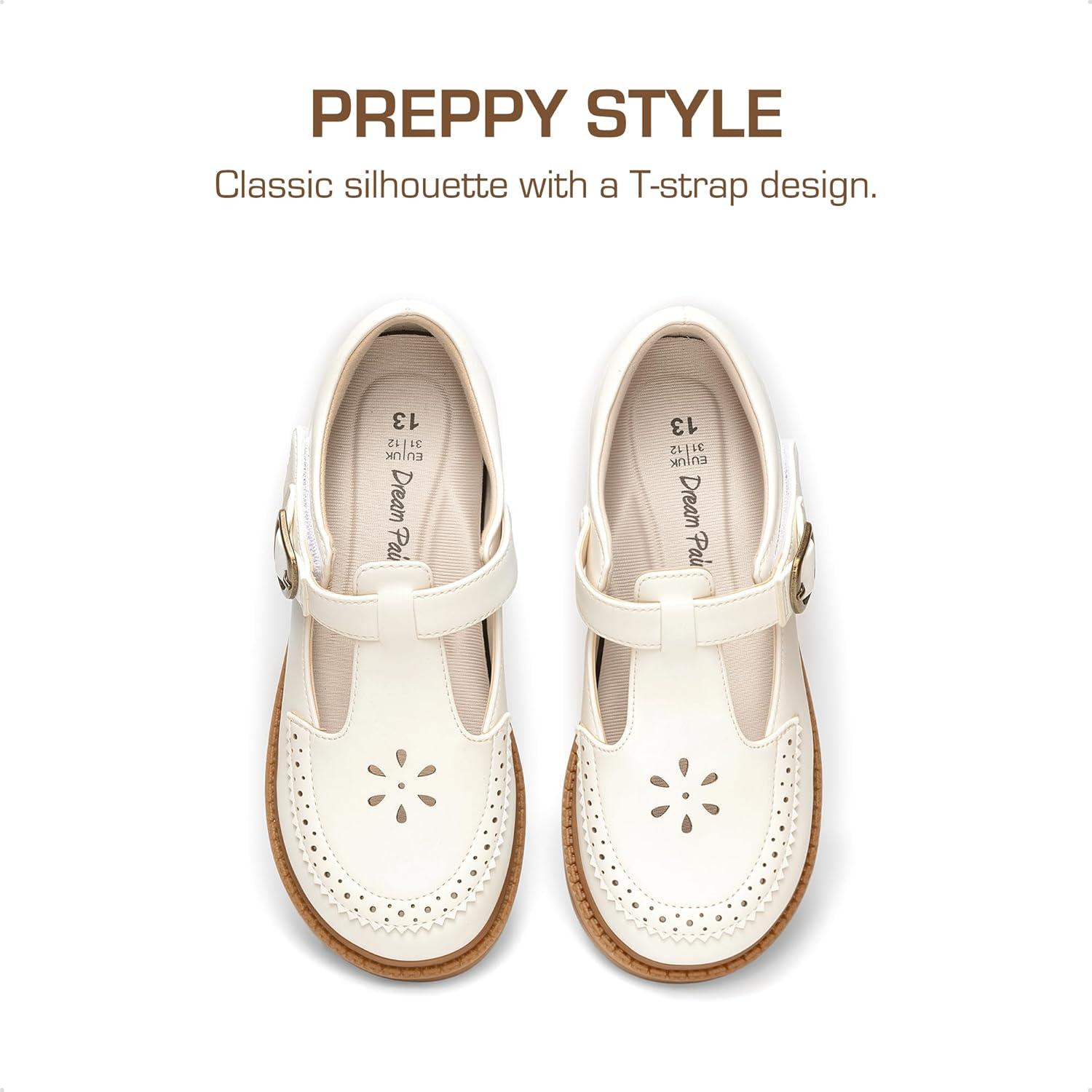 imageDREAM PAIRS Girl Mary Jane Dress Shoes Ballet Flats for Girl School Uniform Shoes for Toddler Little GirlsWhite