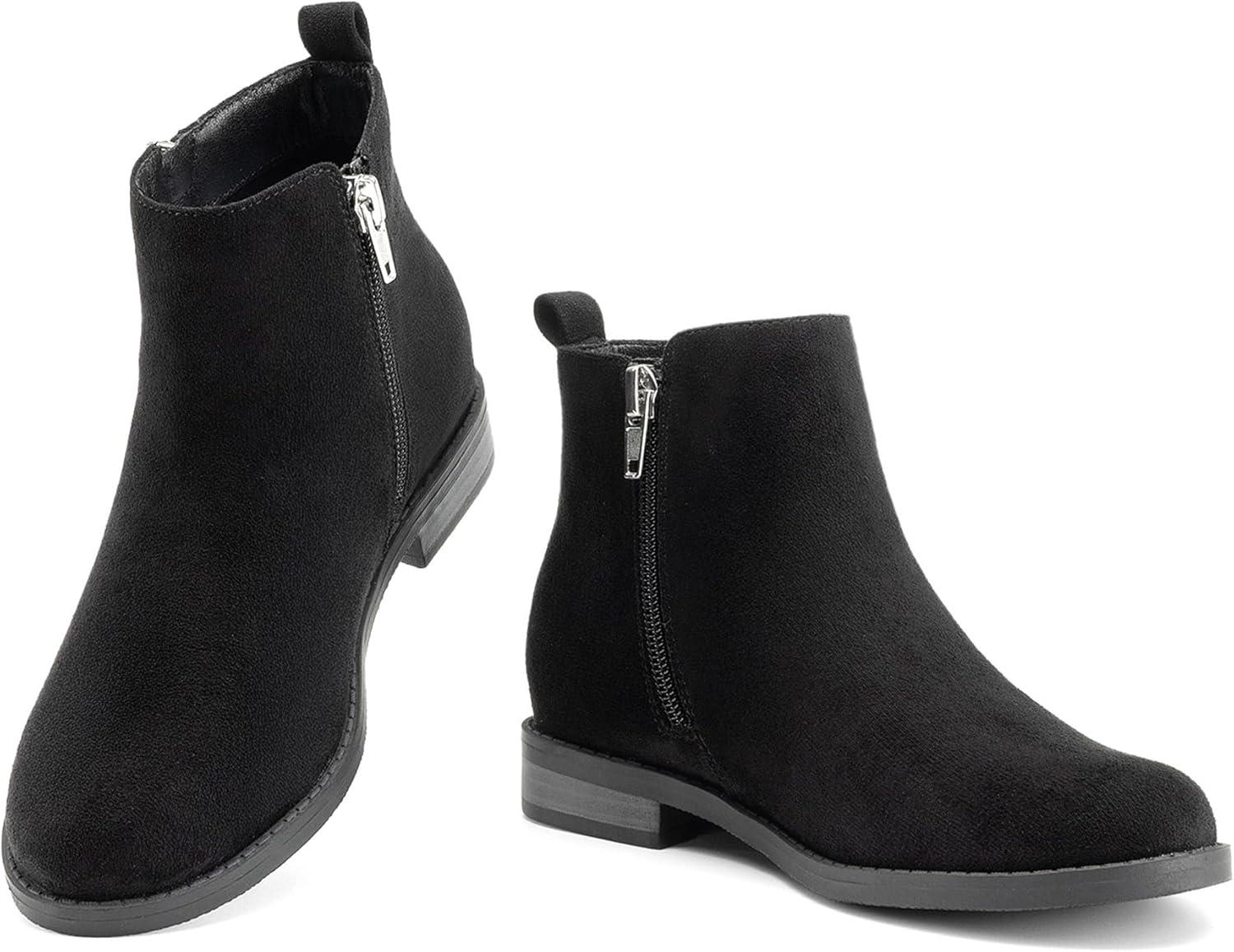 imageDREAM PAIRS Girls Ankle Boots Kids Fashion Booties with Glitter Stars Side Zipper Low Heels Warm Shoes for ToddlerLittle KidBig KidBlack