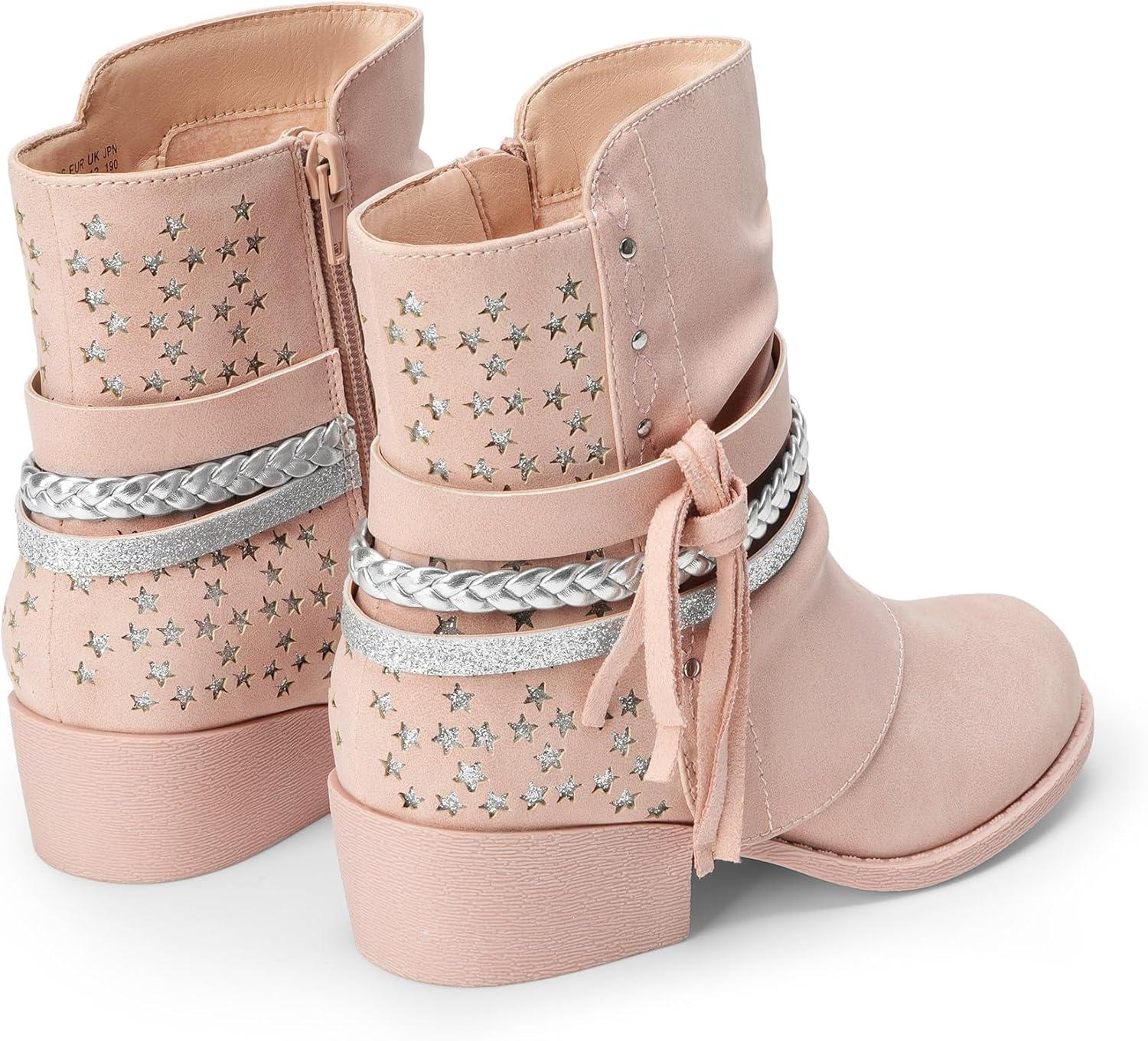 imageDREAM PAIRS Girls Ankle Boots Side Zipper Low Heels Boots Little KidBig KidPink