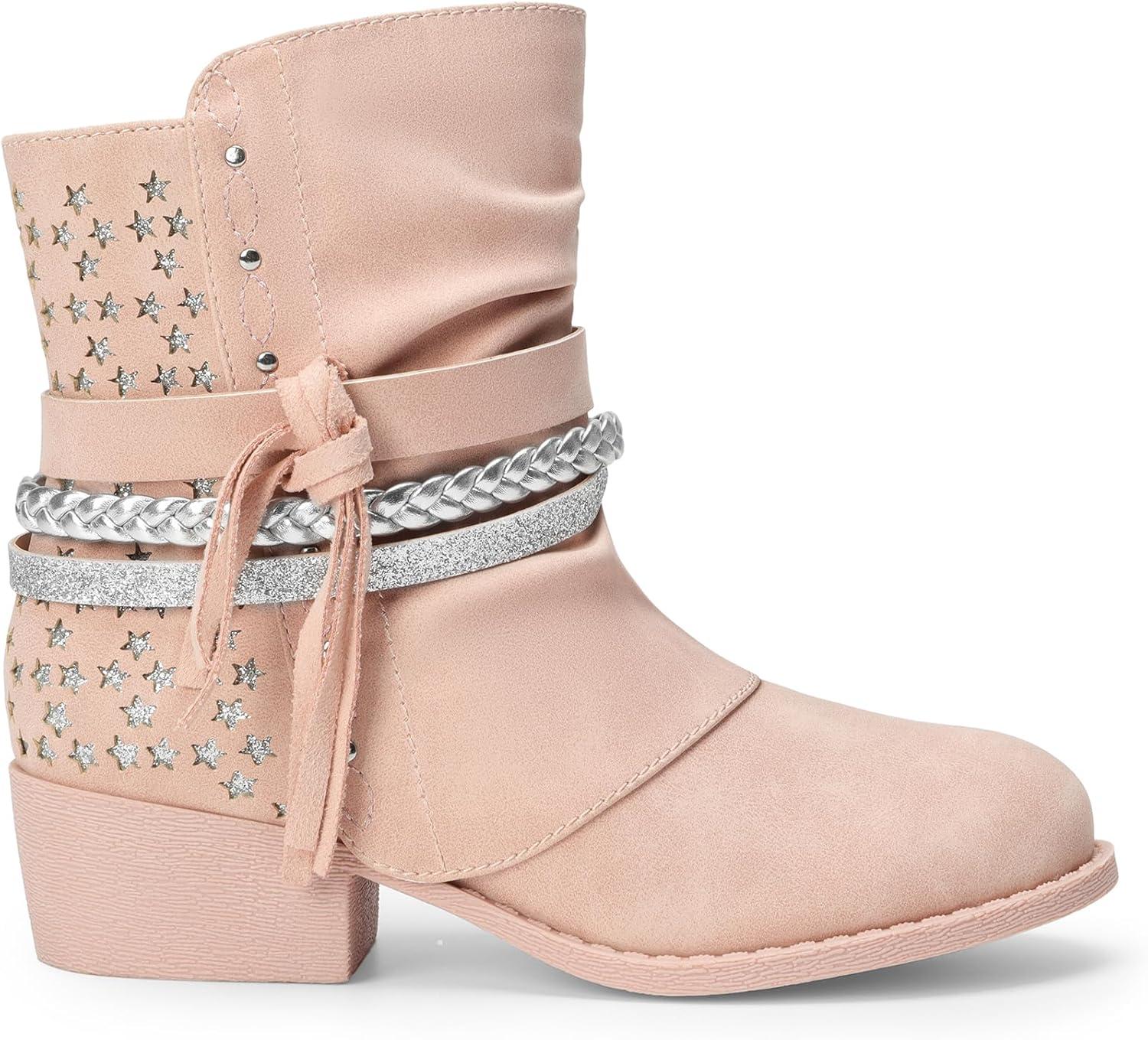 imageDREAM PAIRS Girls Ankle Boots Side Zipper Low Heels Boots Little KidBig KidPink