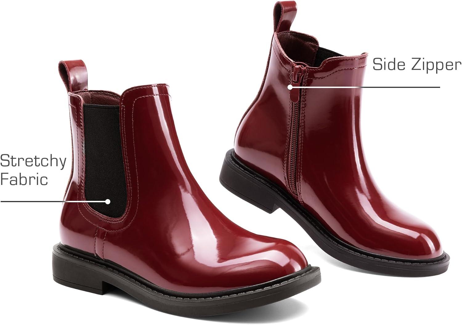 imageDREAM PAIRS Girls Ankle Boots with Side Zipper Chelsea Booties Low Heels Girl Fashion Shoes for ToddlerLittle KidBig KidBurgundy