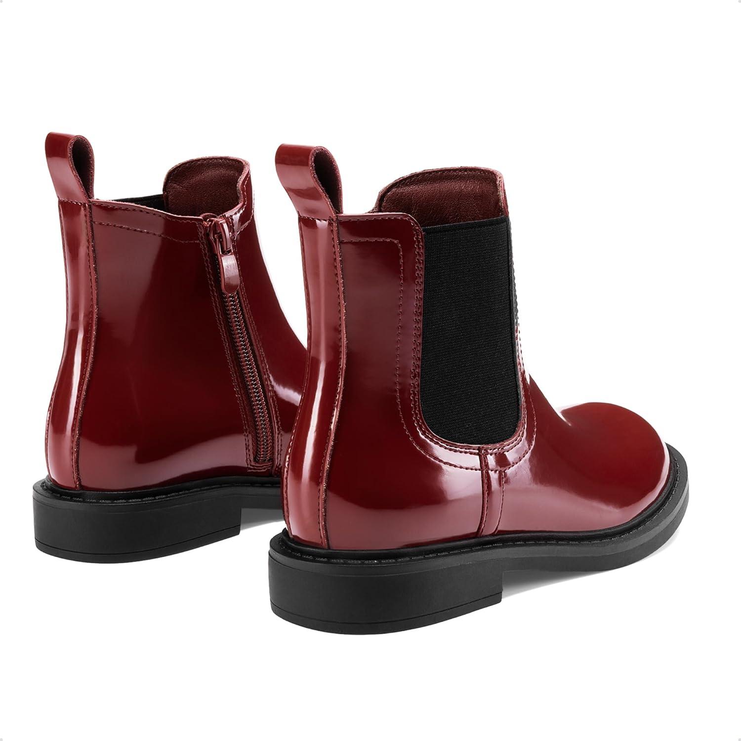 imageDREAM PAIRS Girls Ankle Boots with Side Zipper Chelsea Booties Low Heels Girl Fashion Shoes for ToddlerLittle KidBig KidBurgundy