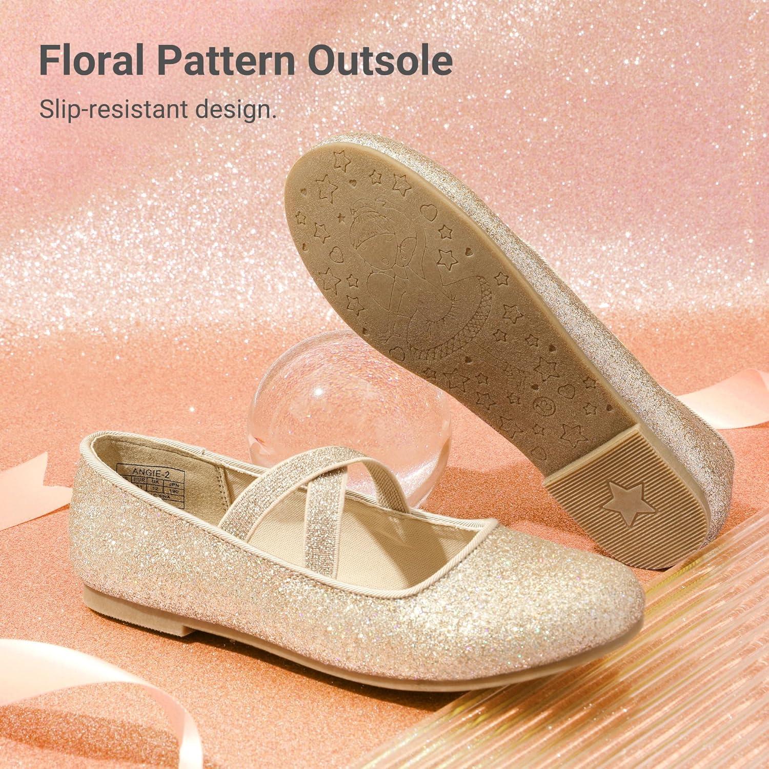 imageDREAM PAIRS Girls Ballerina Dress Shoes Mary Jane FlatsGold