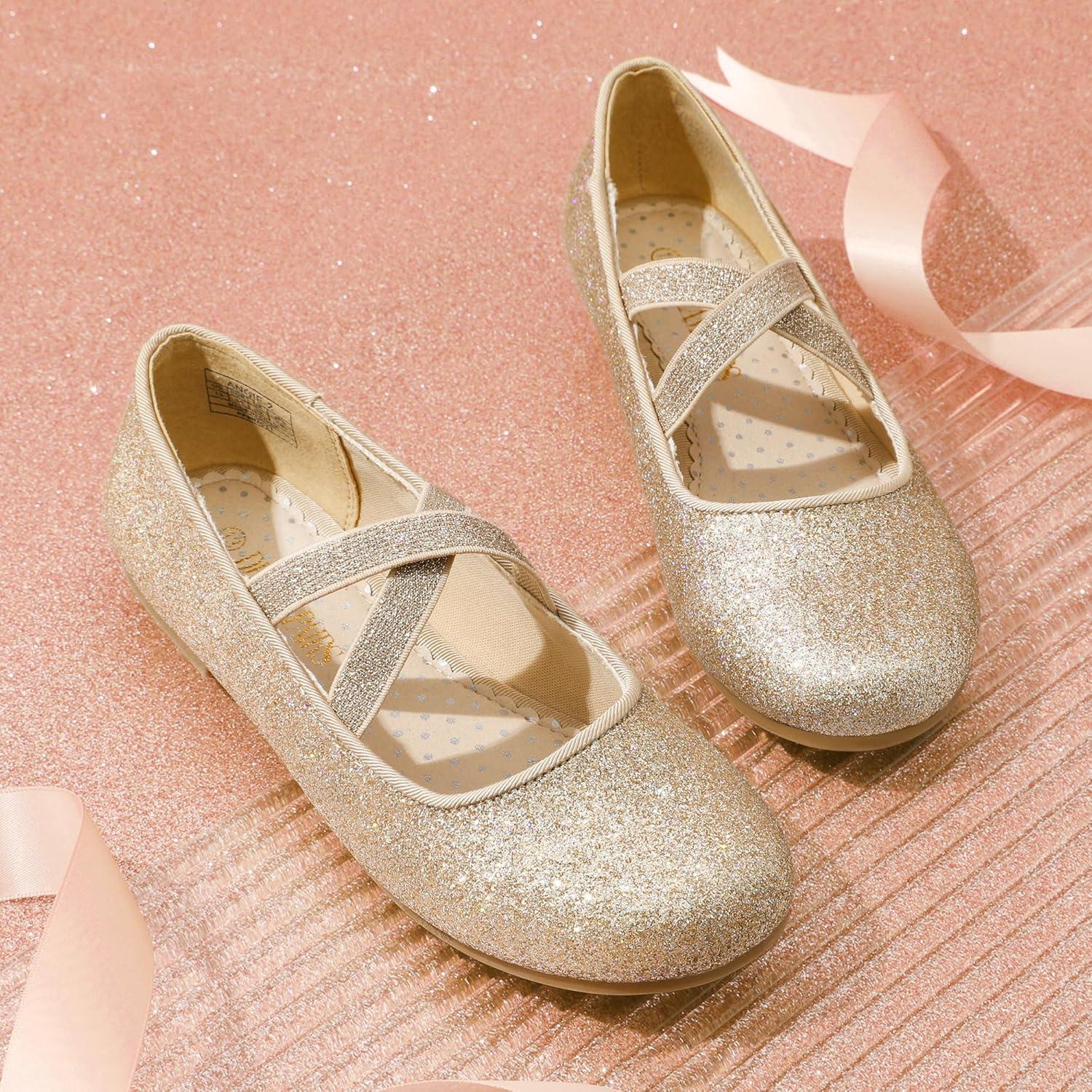 imageDREAM PAIRS Girls Ballerina Dress Shoes Mary Jane FlatsGold