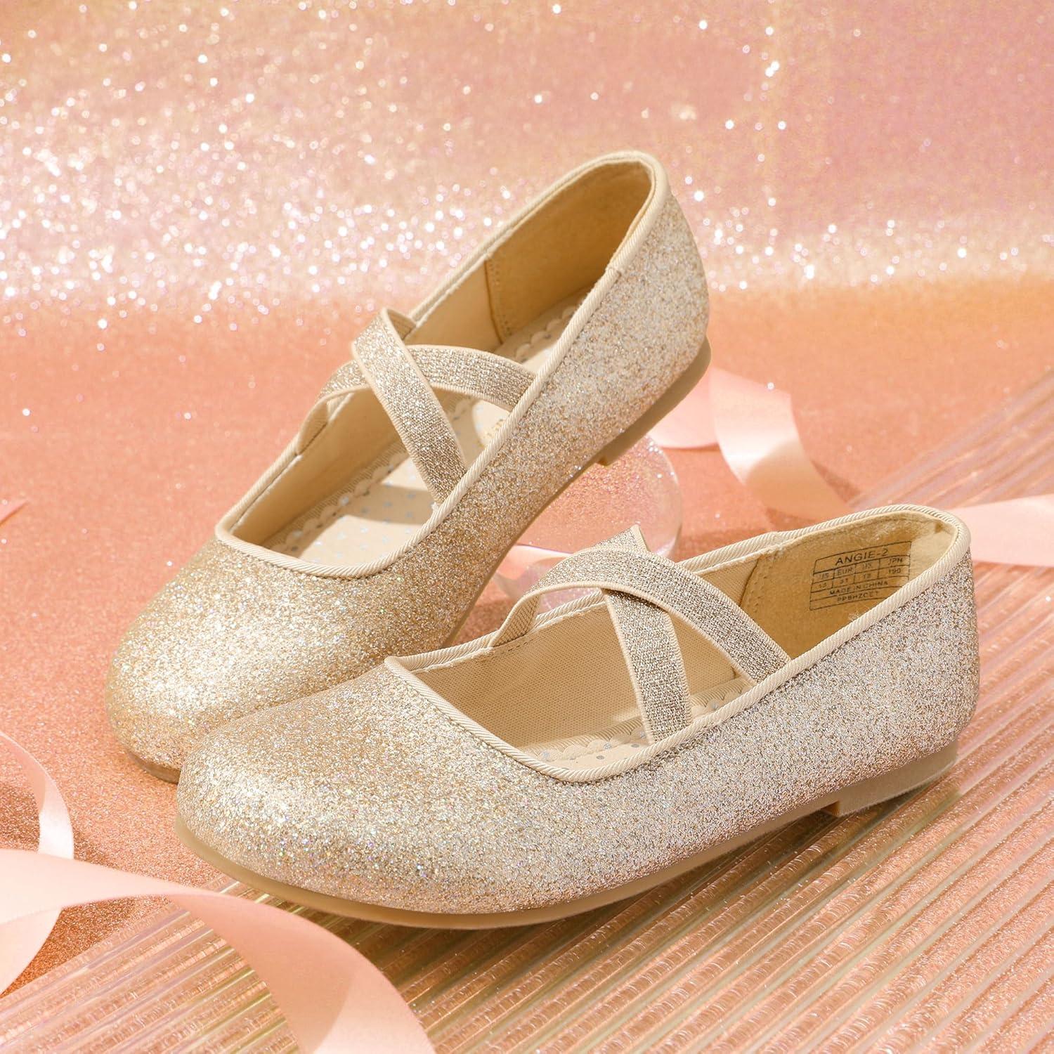 imageDREAM PAIRS Girls Ballerina Dress Shoes Mary Jane FlatsGold
