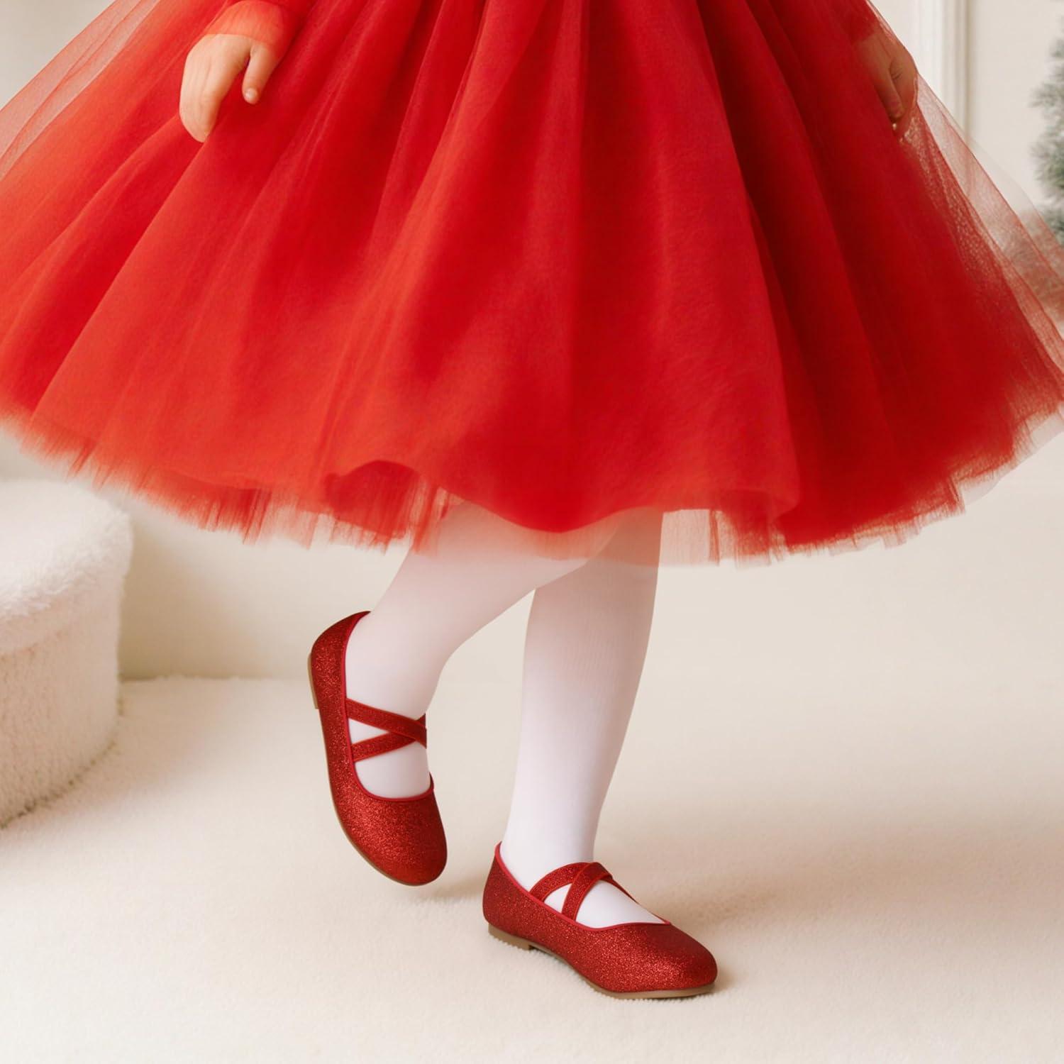 imageDREAM PAIRS Girls Ballerina Dress Shoes Mary Jane FlatsRed