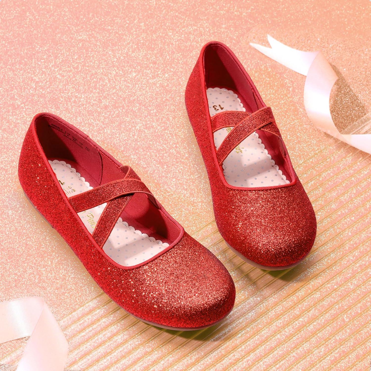 imageDREAM PAIRS Girls Ballerina Dress Shoes Mary Jane FlatsRed
