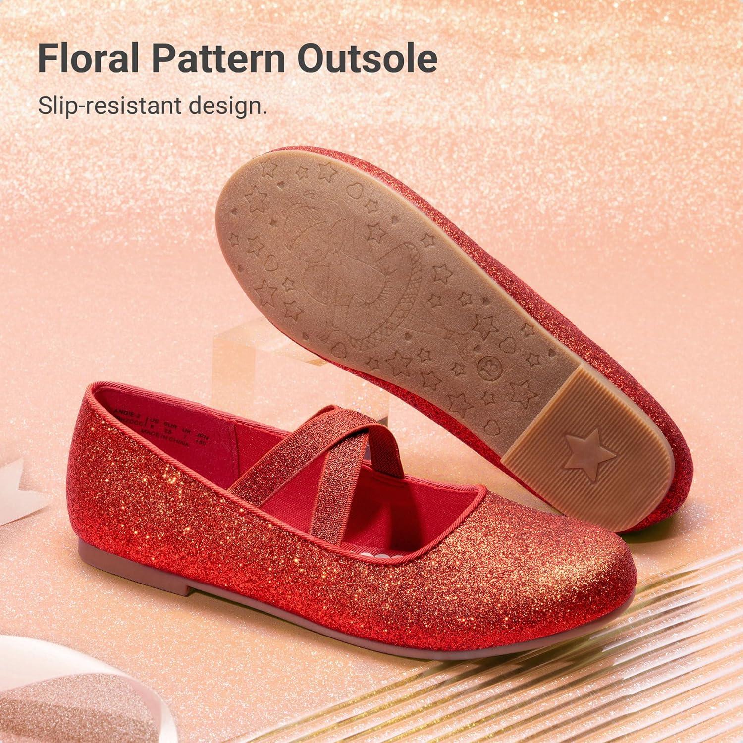 imageDREAM PAIRS Girls Ballerina Dress Shoes Mary Jane FlatsRed