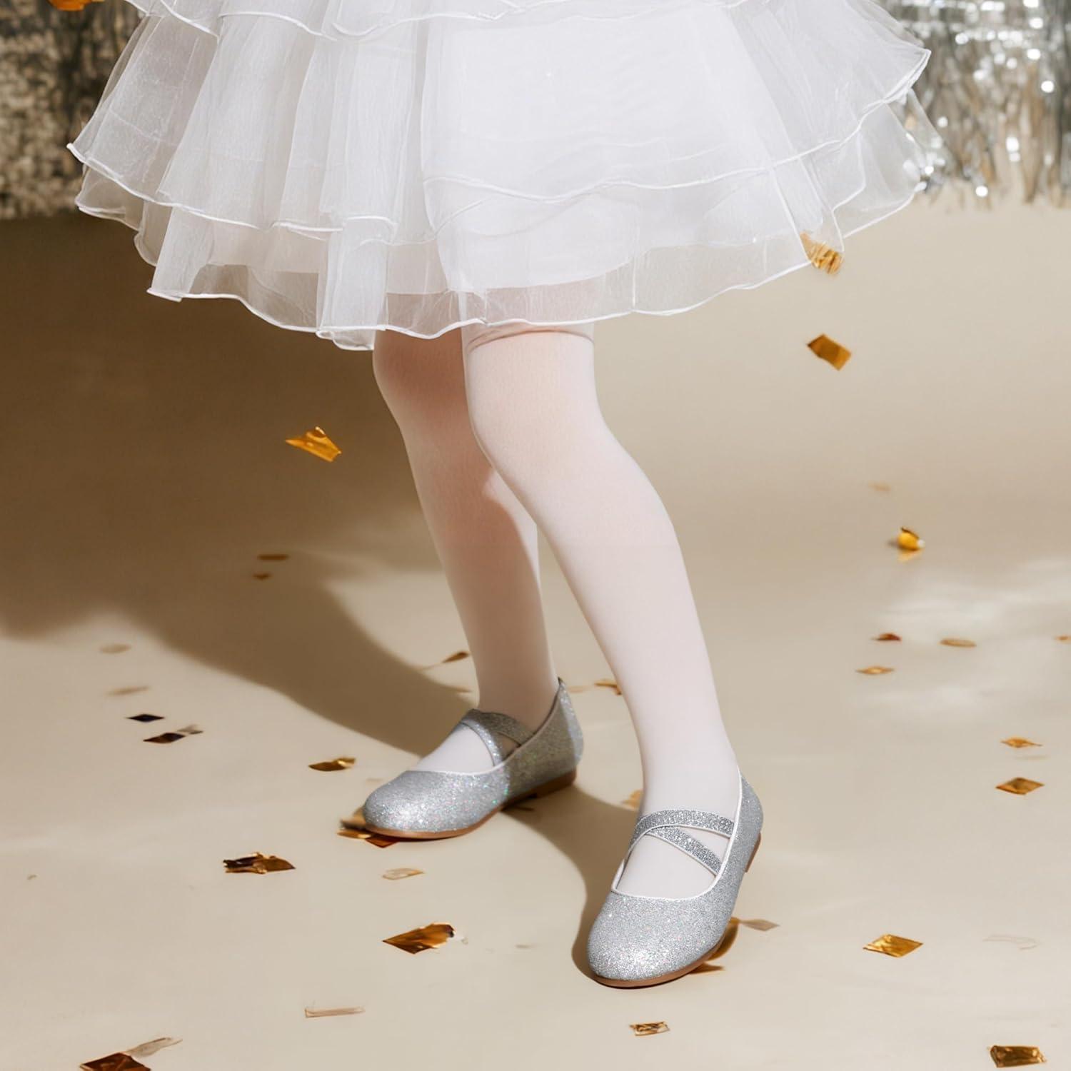 imageDREAM PAIRS Girls Ballerina Dress Shoes Mary Jane FlatsSilver