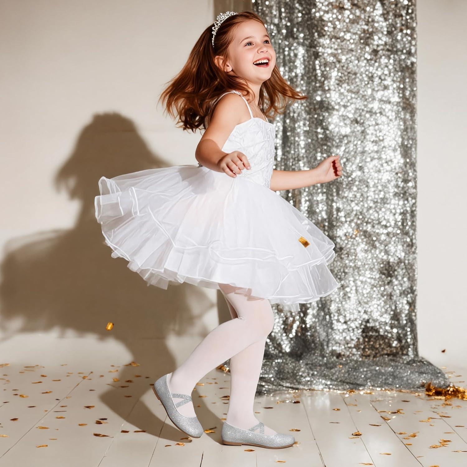 imageDREAM PAIRS Girls Ballerina Dress Shoes Mary Jane FlatsSilver