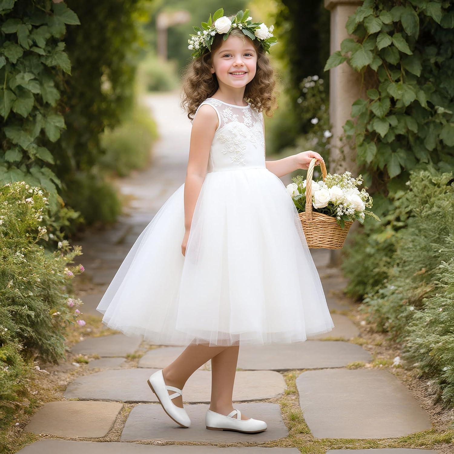 imageDREAM PAIRS Girls Ballerina Dress Shoes Mary Jane FlatsWhite