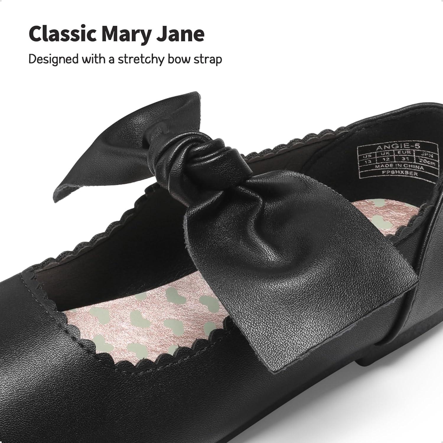 imageDREAM PAIRS Girls Ballerina Flats Mary Jane Front Bow Dress ShoesBlack