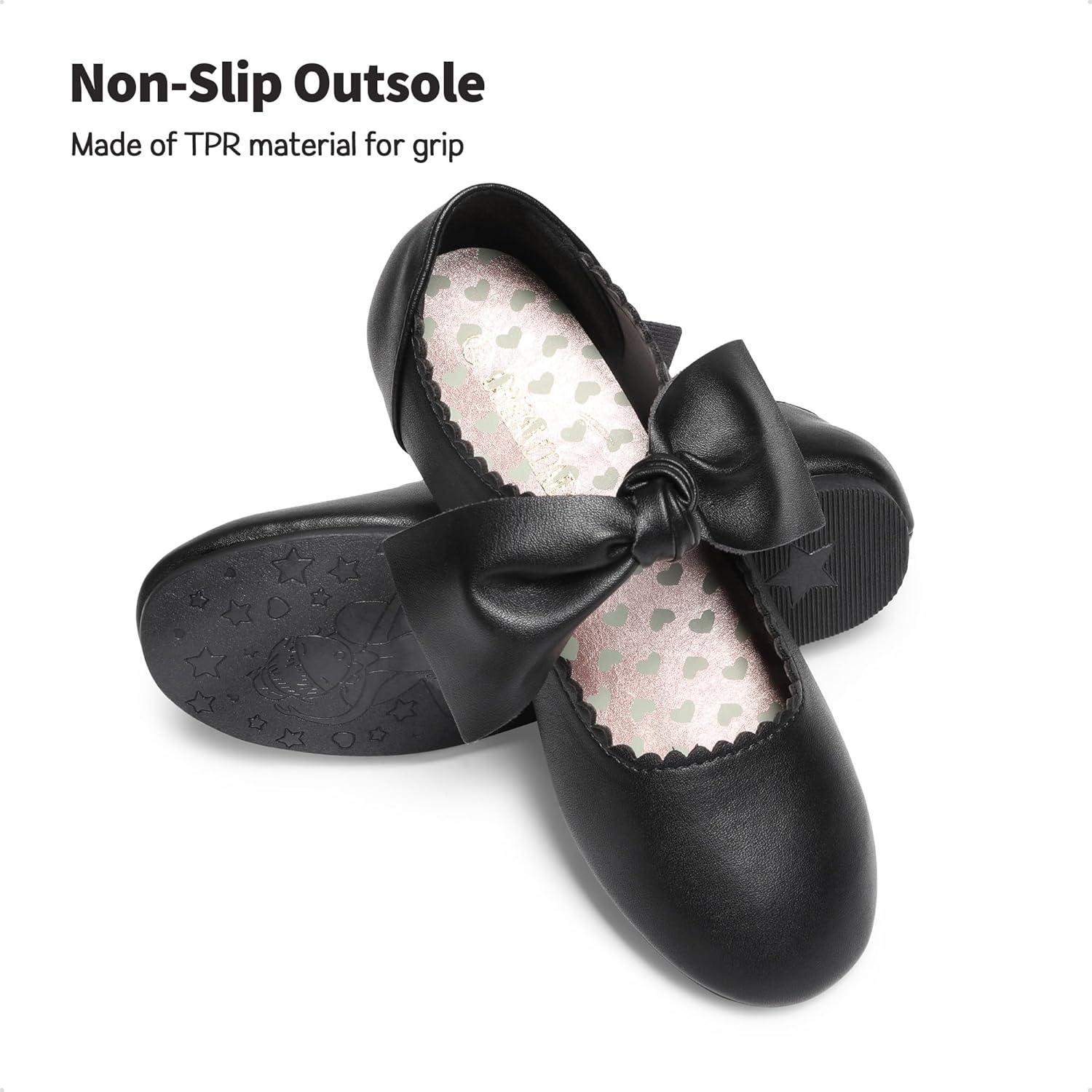 imageDREAM PAIRS Girls Ballerina Flats Mary Jane Front Bow Dress ShoesBlack