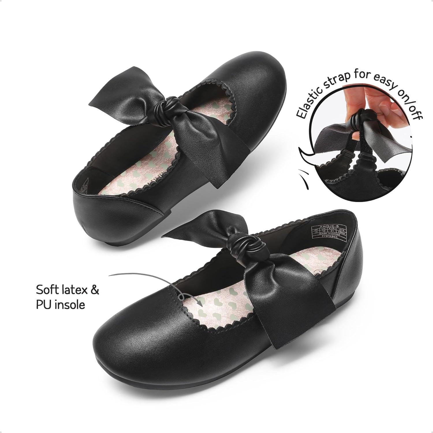 imageDREAM PAIRS Girls Ballerina Flats Mary Jane Front Bow Dress ShoesBlack