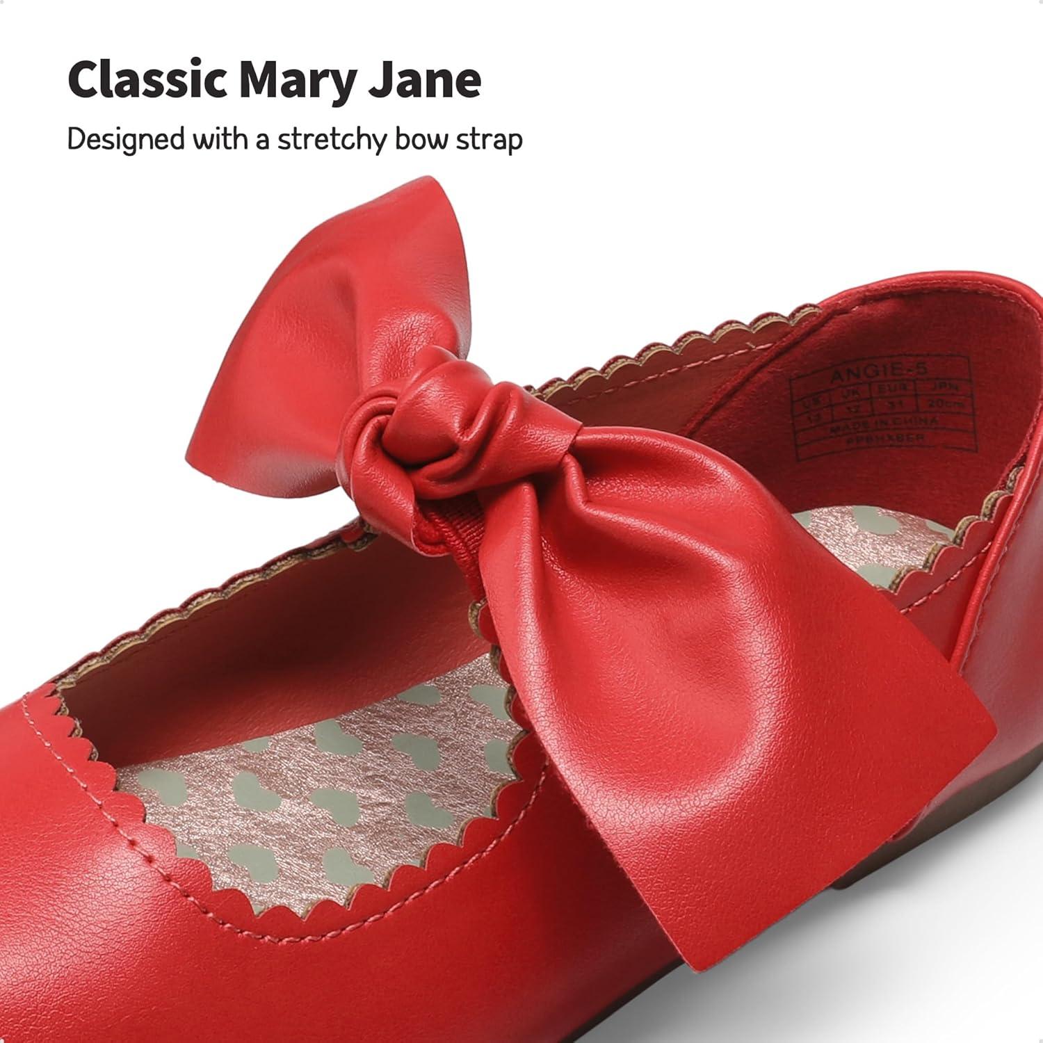imageDREAM PAIRS Girls Ballerina Flats Mary Jane Front Bow Dress ShoesRed