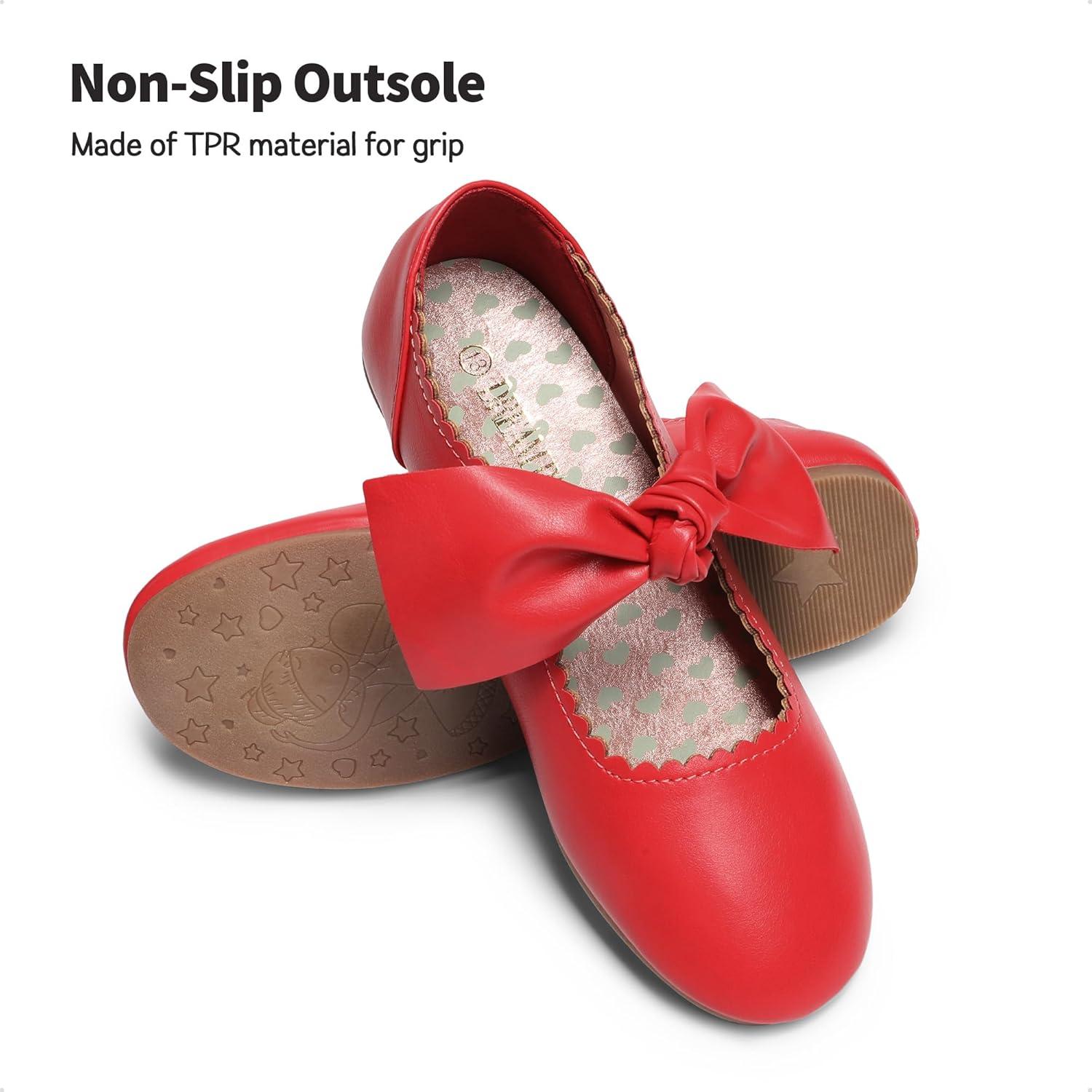 imageDREAM PAIRS Girls Ballerina Flats Mary Jane Front Bow Dress ShoesRed