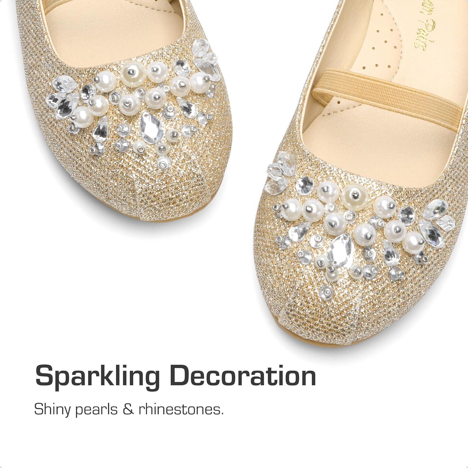 imageDREAM PAIRS Girls Ballet Flats Flower Shoes Mary Jane Ballerina Flat Dress Shoes for DailyWeddingPartyGold