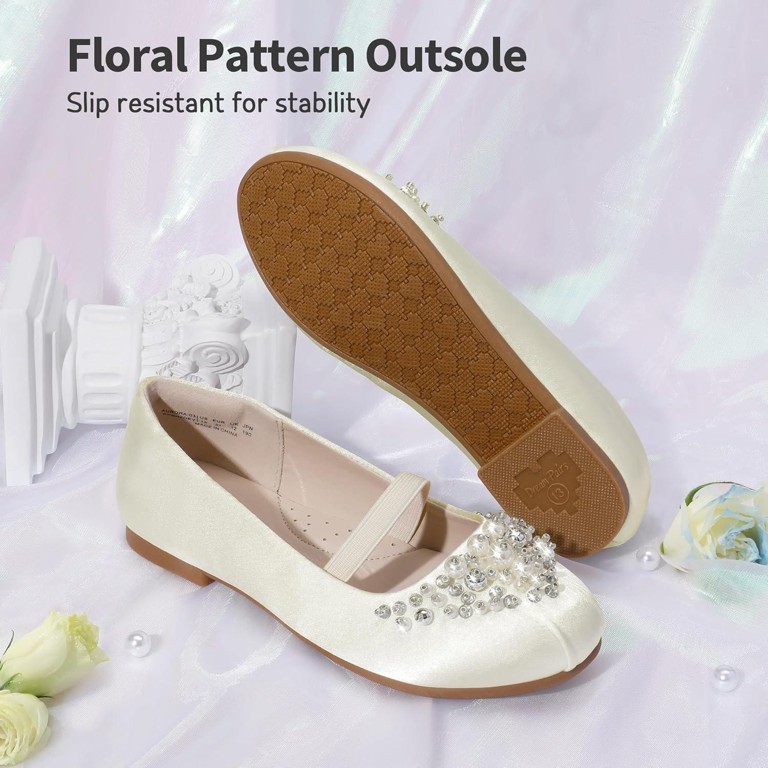 imageDREAM PAIRS Girls Ballet Flats Flower Shoes Mary Jane Ballerina Flat Dress Shoes for DailyWeddingPartyIvory