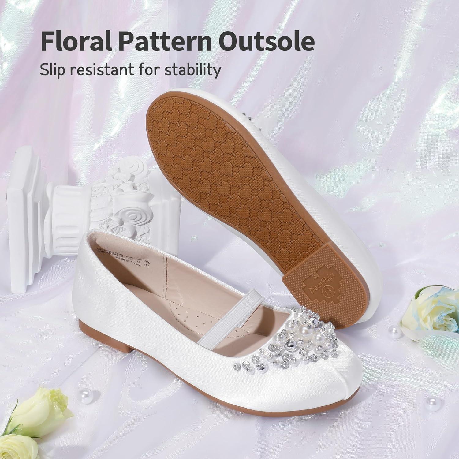 imageDREAM PAIRS Girls Ballet Flats Flower Shoes Mary Jane Ballerina Flat Dress Shoes for DailyWeddingPartyWhite