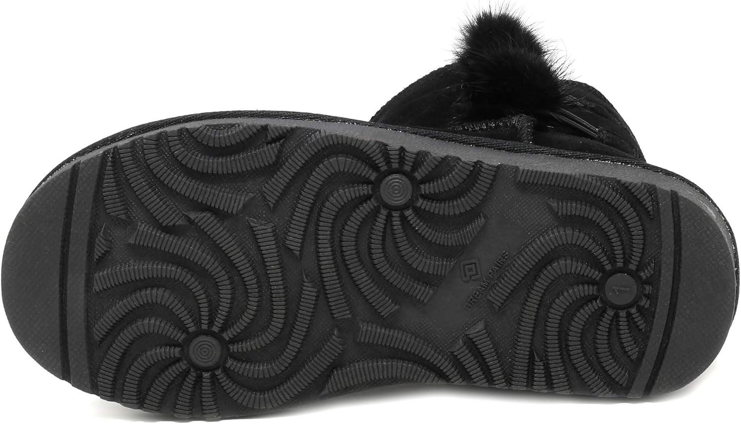 imageDREAM PAIRS Girls Boots Kids Boys Winter Snow Suede Mid Calf Boots Faux Fur Lined FuzzyChic Kids Lolly for Little KidBig KidBlack