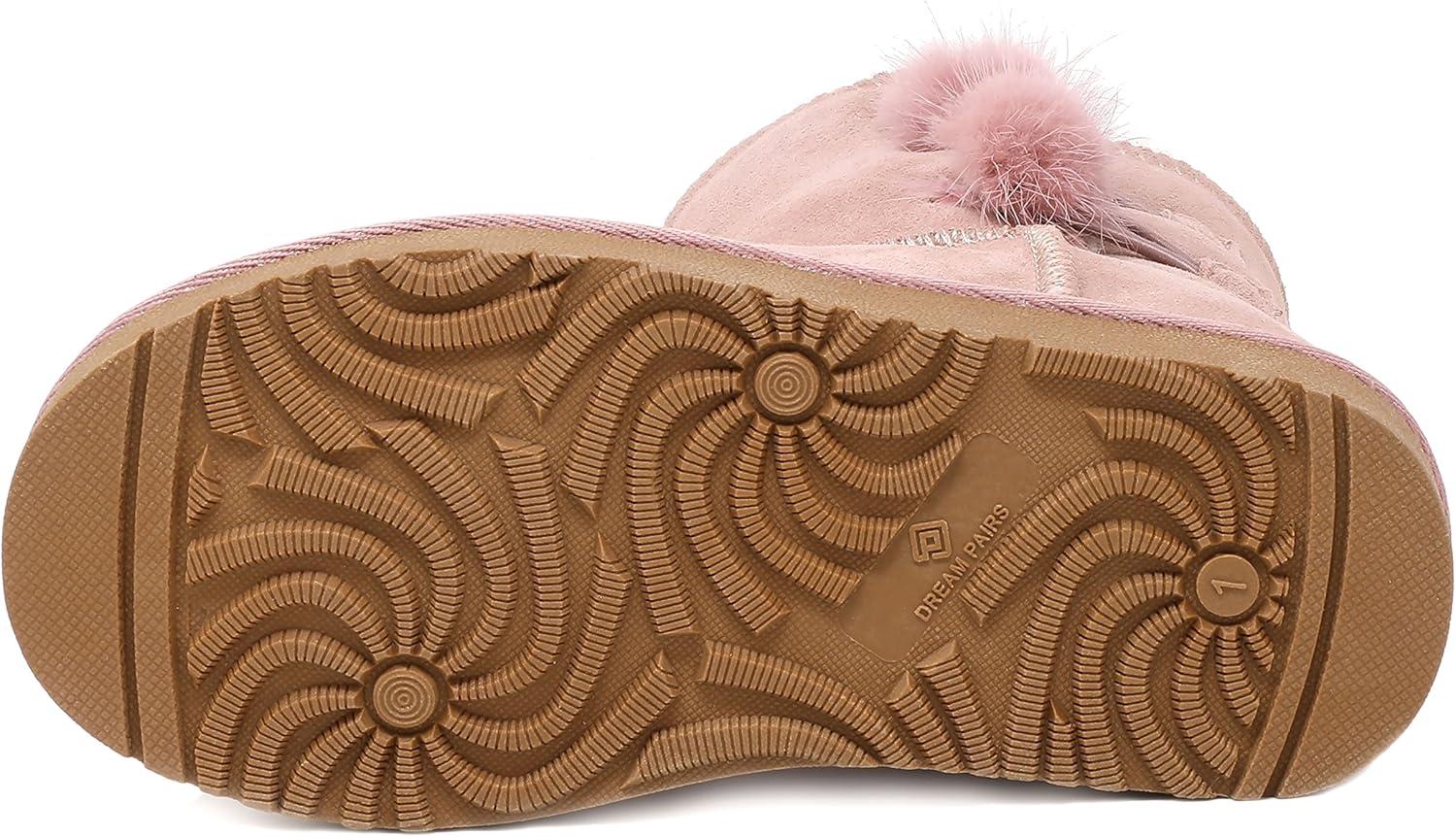 imageDREAM PAIRS Girls Boots Kids Boys Winter Snow Suede Mid Calf Boots Faux Fur Lined FuzzyChic Kids Lolly for Little KidBig KidPink