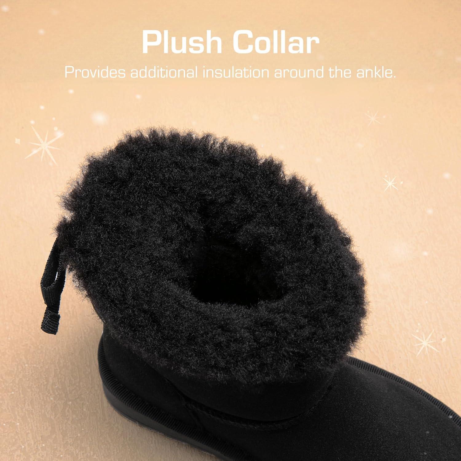 imageDREAM PAIRS Girls Boots Kids Winter Faux Fur Warm Snow Ankle FuzzyChic Kids Bow Boots for ToddlerLittle KidBlack