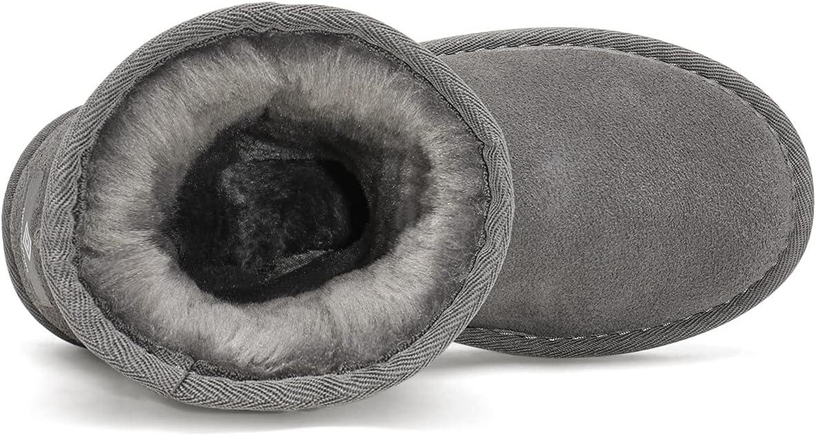 imageDREAM PAIRS Girls Boys Boots Kids Faux Fur Lined Winter Snow FuzzyClassic Kids Mid BootGrey