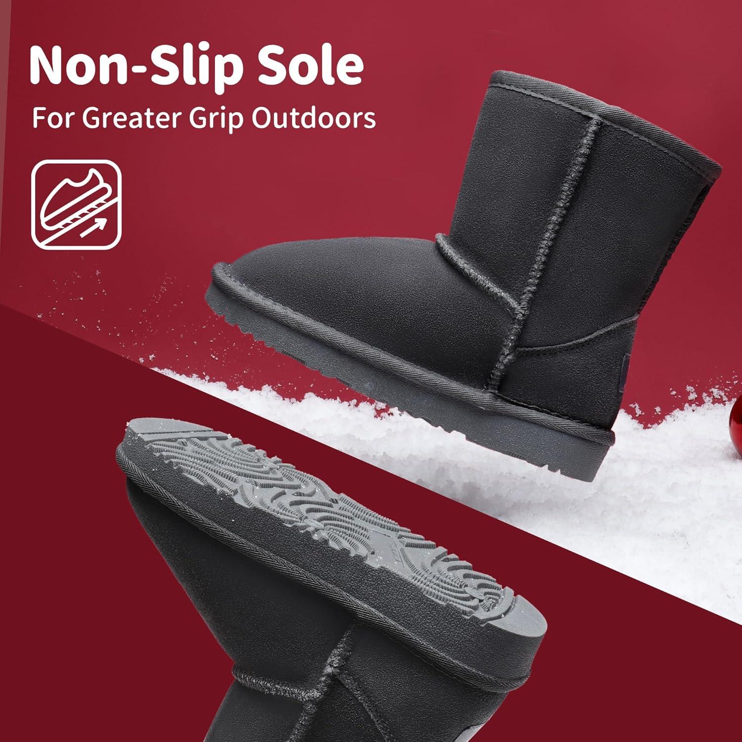 imageDREAM PAIRS Girls Boys Boots Kids Faux Fur Lined Winter Snow FuzzyClassic Kids Mid BootGrey