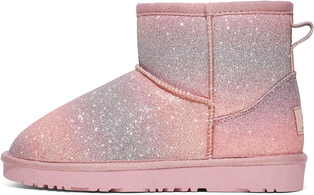 imageDREAM PAIRS Girls Boys Boots Kids Winter Ankle Faux Fur Lined Snow Shoes FuzzyClassic Kids Low Boot for ToddlerLittle KidBig KidPinkCamouflage