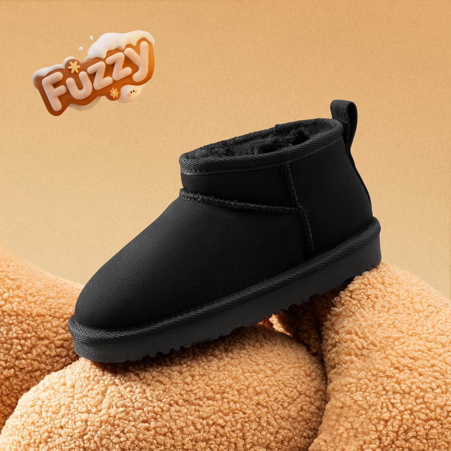 imageDREAM PAIRS Girls Boys Boots Kids Winter Ankle Faux Fur Lined Warm Snow Shoes Kid Short Boots for Little KidBig KidBlack