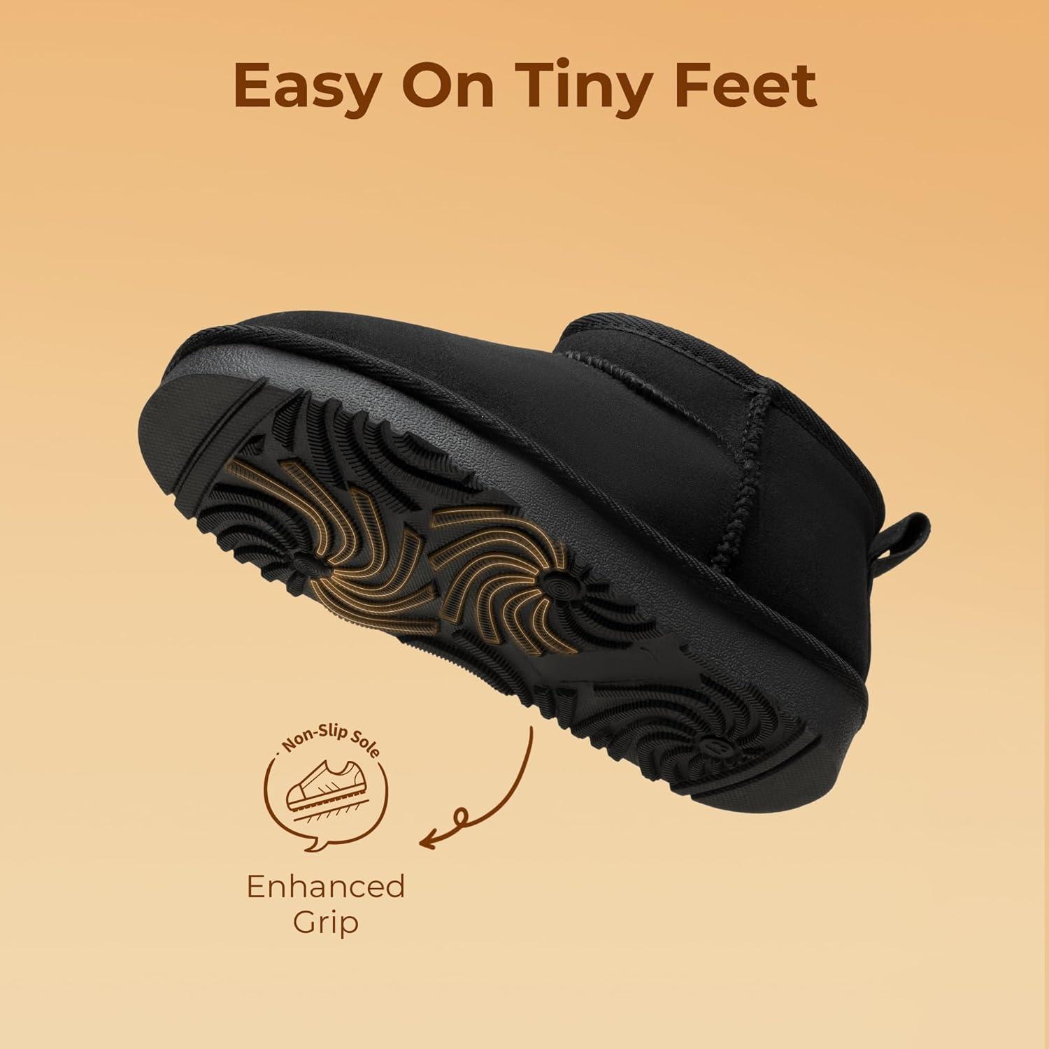 imageDREAM PAIRS Girls Boys Boots Kids Winter Ankle Faux Fur Lined Warm Snow Shoes Kid Short Boots for Little KidBig KidBlack