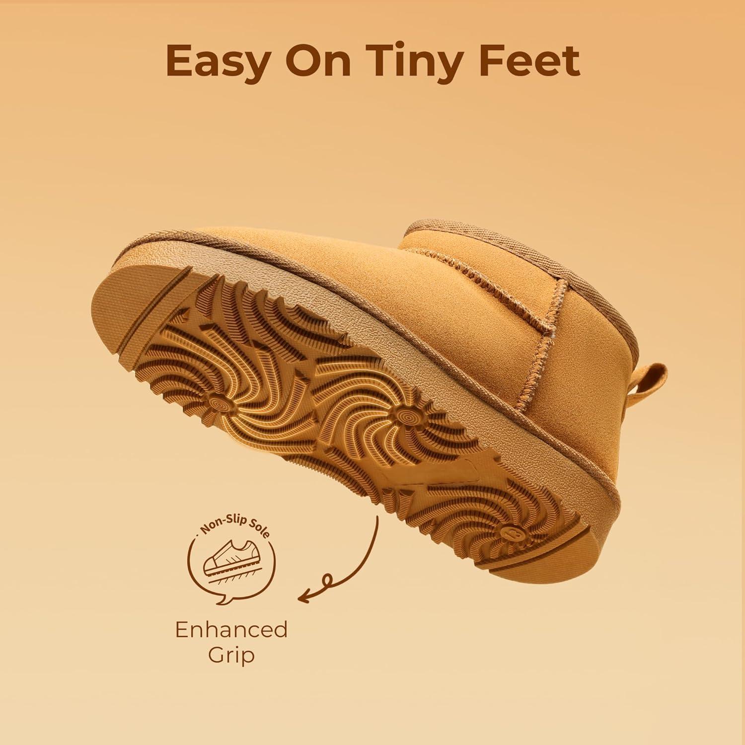 imageDREAM PAIRS Girls Boys Boots Kids Winter Ankle Faux Fur Lined Warm Snow Shoes Kid Short Boots for Little KidBig KidCamel