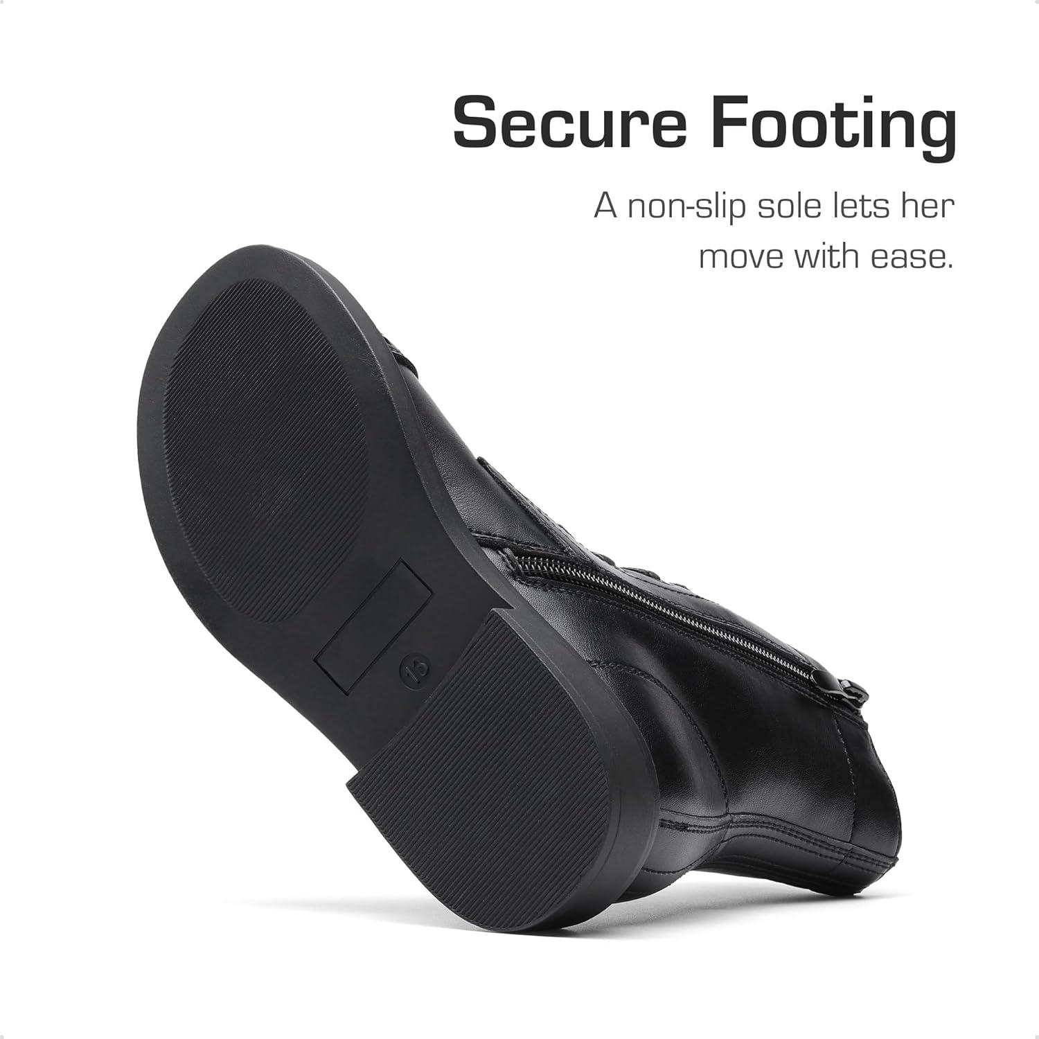 imageDREAM PAIRS Girls Boys Combat Ankle Boots Side Zipper Shoes with Lace Up for ToddlerLittle KidBig KidBlack