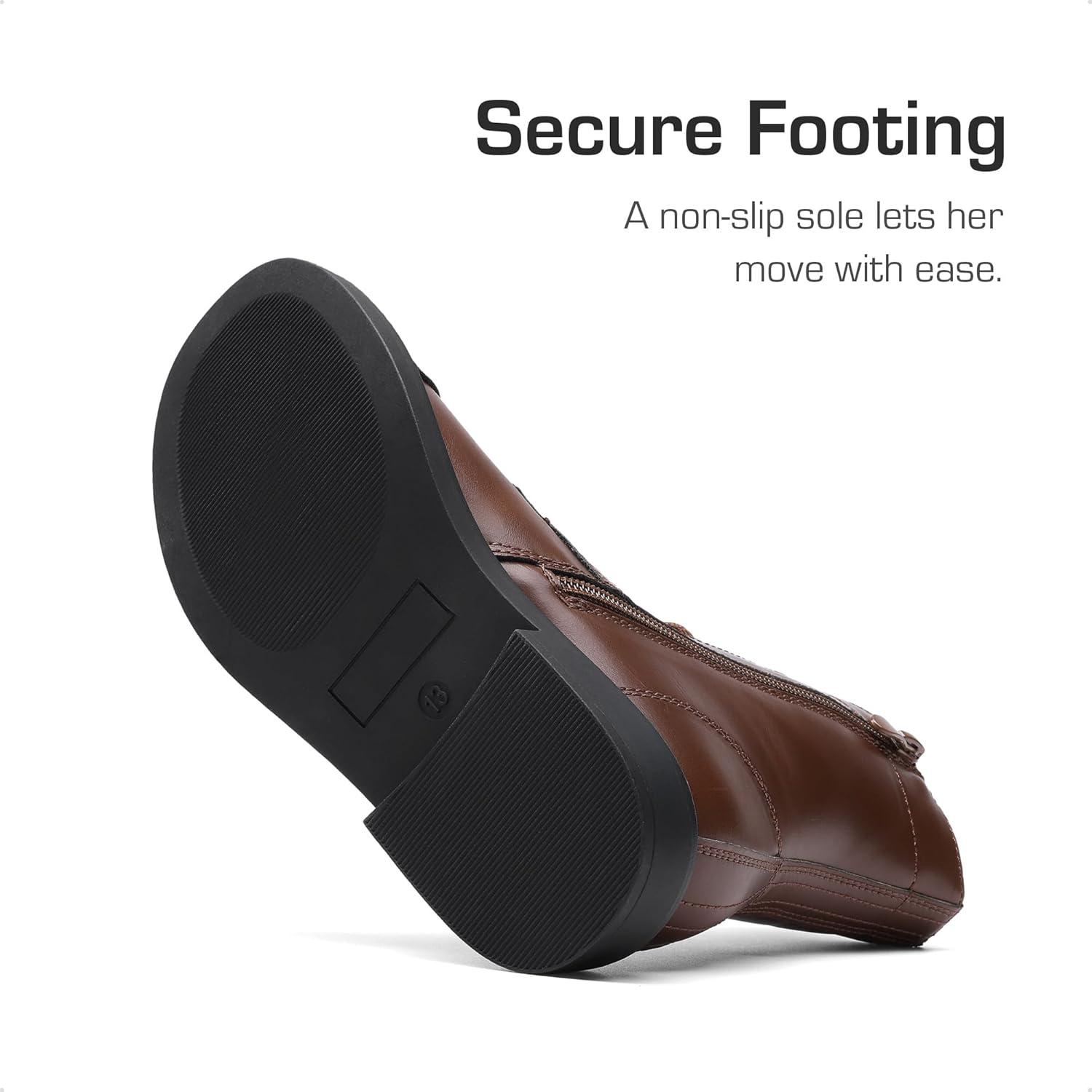 imageDREAM PAIRS Girls Boys Combat Ankle Boots Side Zipper Shoes with Lace Up for ToddlerLittle KidBig KidBrown