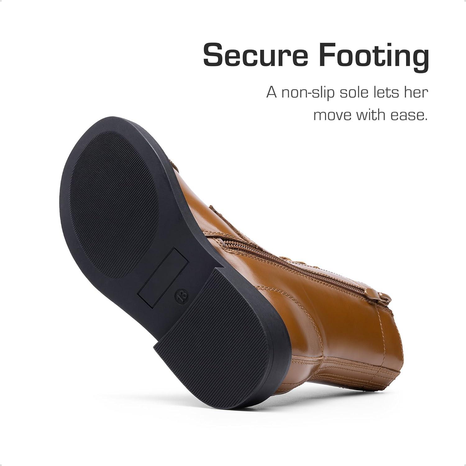 imageDREAM PAIRS Girls Boys Combat Ankle Boots Side Zipper Shoes with Lace Up for ToddlerLittle KidBig KidTan