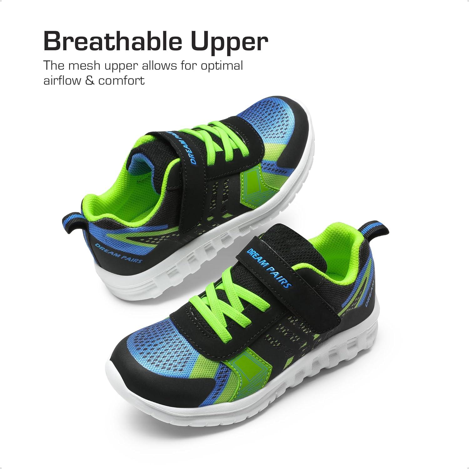 imageDREAM PAIRS Girls Boys Shoes Kids Tennis EZOns Quicksteps School Sneakers Breathable Running Athletic ShoesBlackRoyalGreen