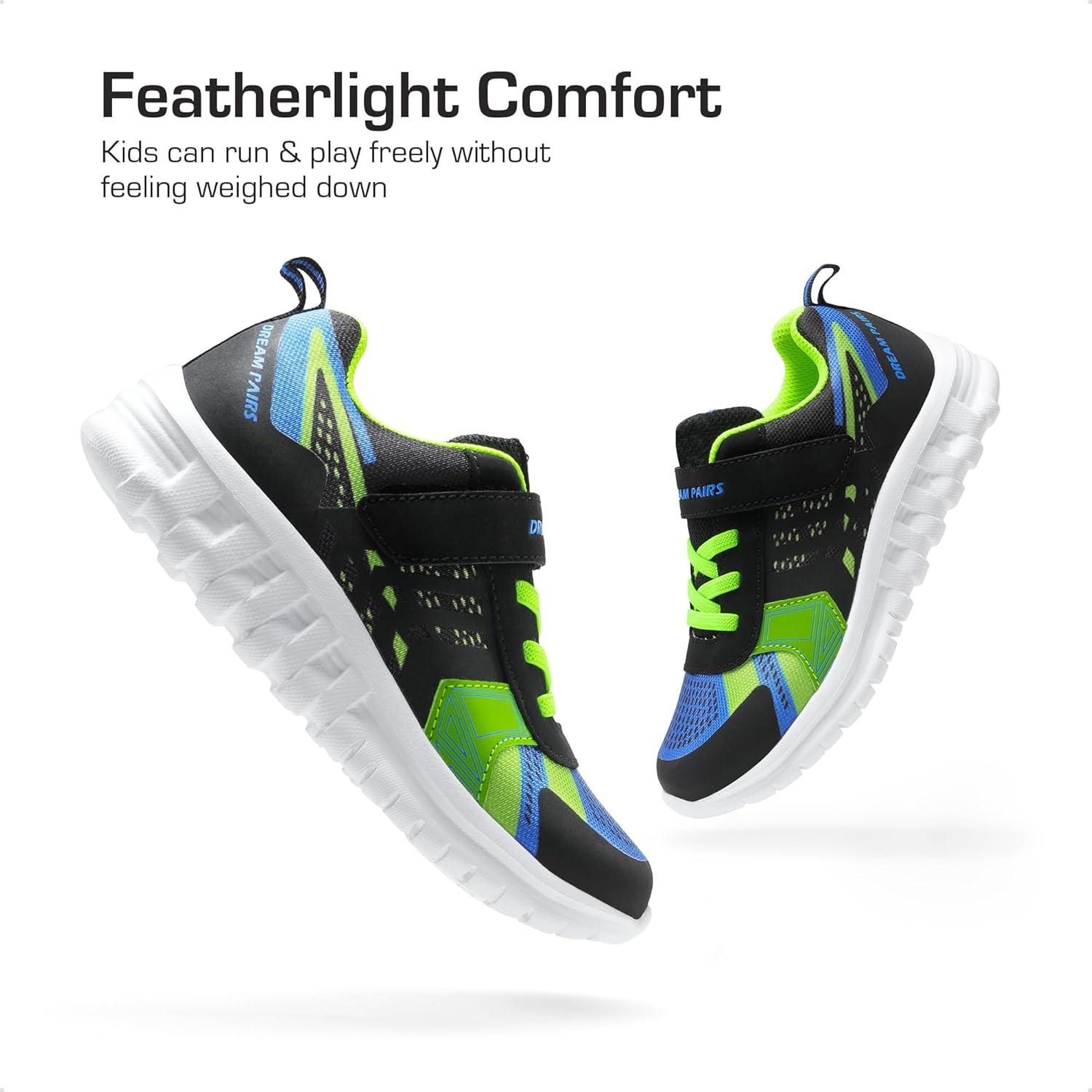 imageDREAM PAIRS Girls Boys Shoes Kids Tennis EZOns Quicksteps School Sneakers Breathable Running Athletic ShoesBlackRoyalGreen