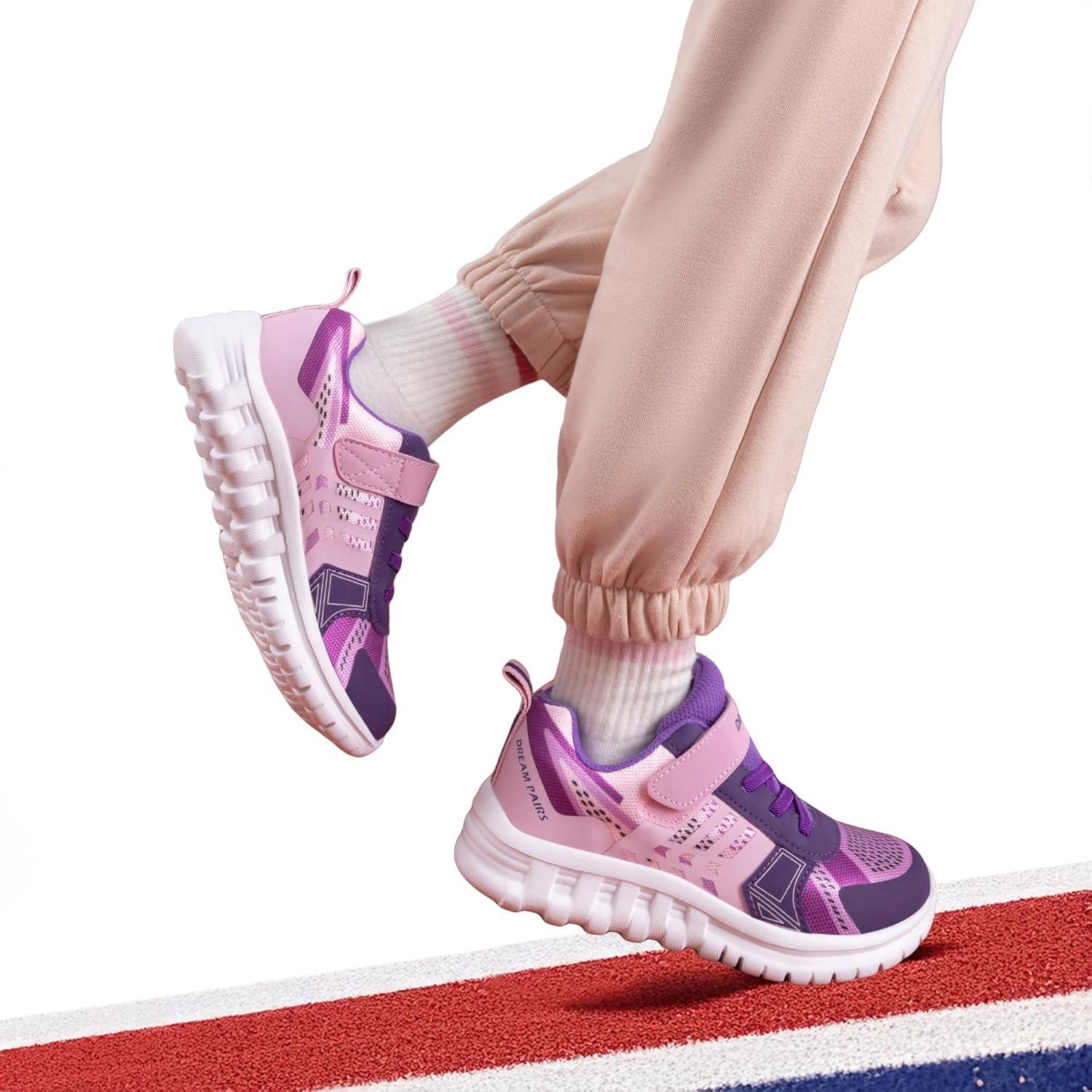 imageDREAM PAIRS Girls Boys Shoes Kids Tennis EZOns Quicksteps School Sneakers Breathable Running Athletic ShoesPinkPurple