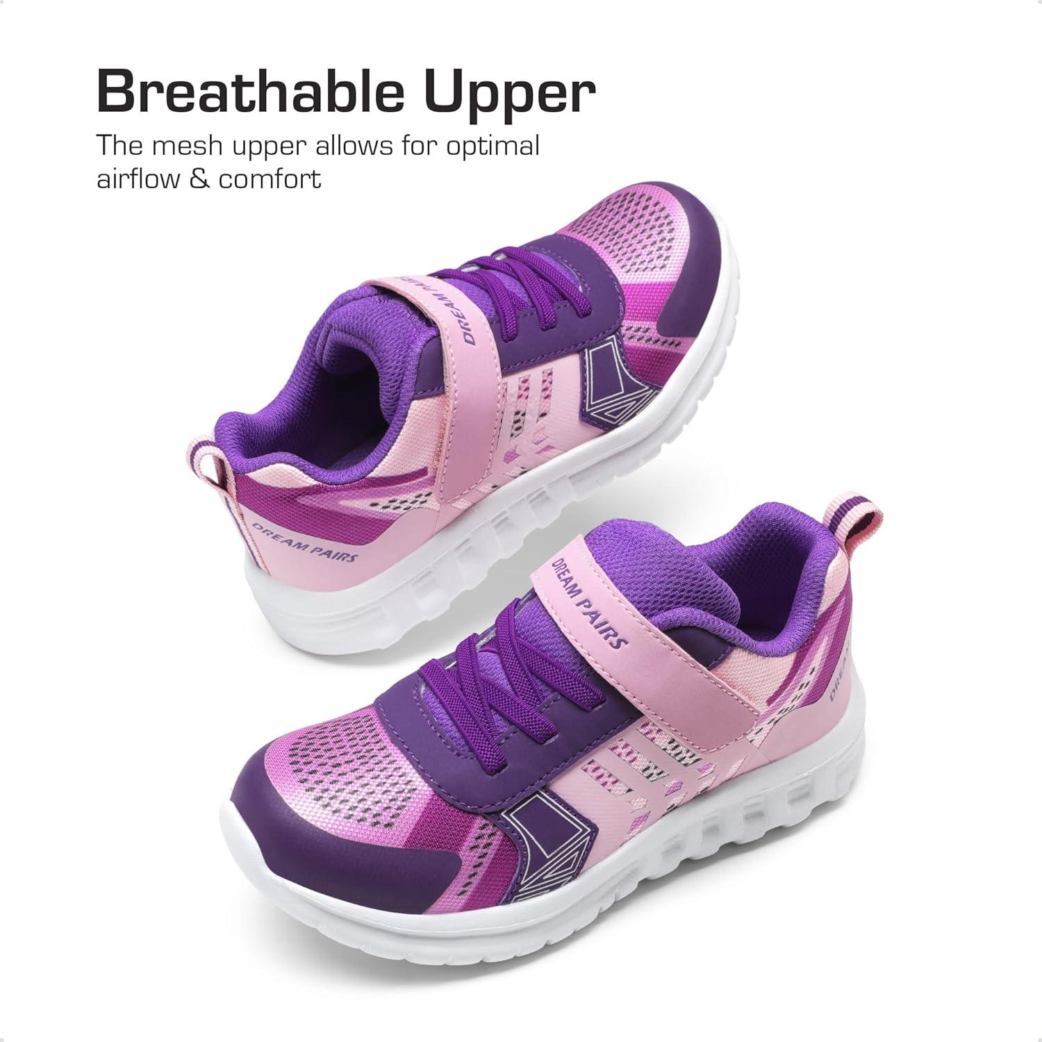 imageDREAM PAIRS Girls Boys Shoes Kids Tennis EZOns Quicksteps School Sneakers Breathable Running Athletic ShoesPinkPurple
