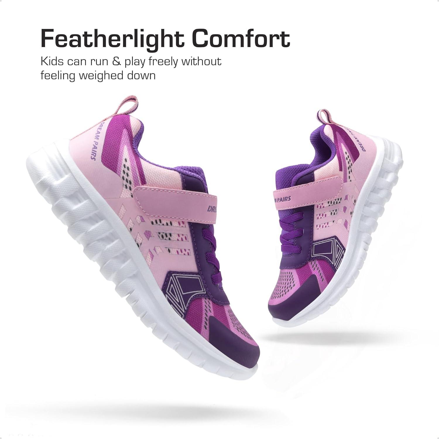 imageDREAM PAIRS Girls Boys Shoes Kids Tennis EZOns Quicksteps School Sneakers Breathable Running Athletic ShoesPinkPurple
