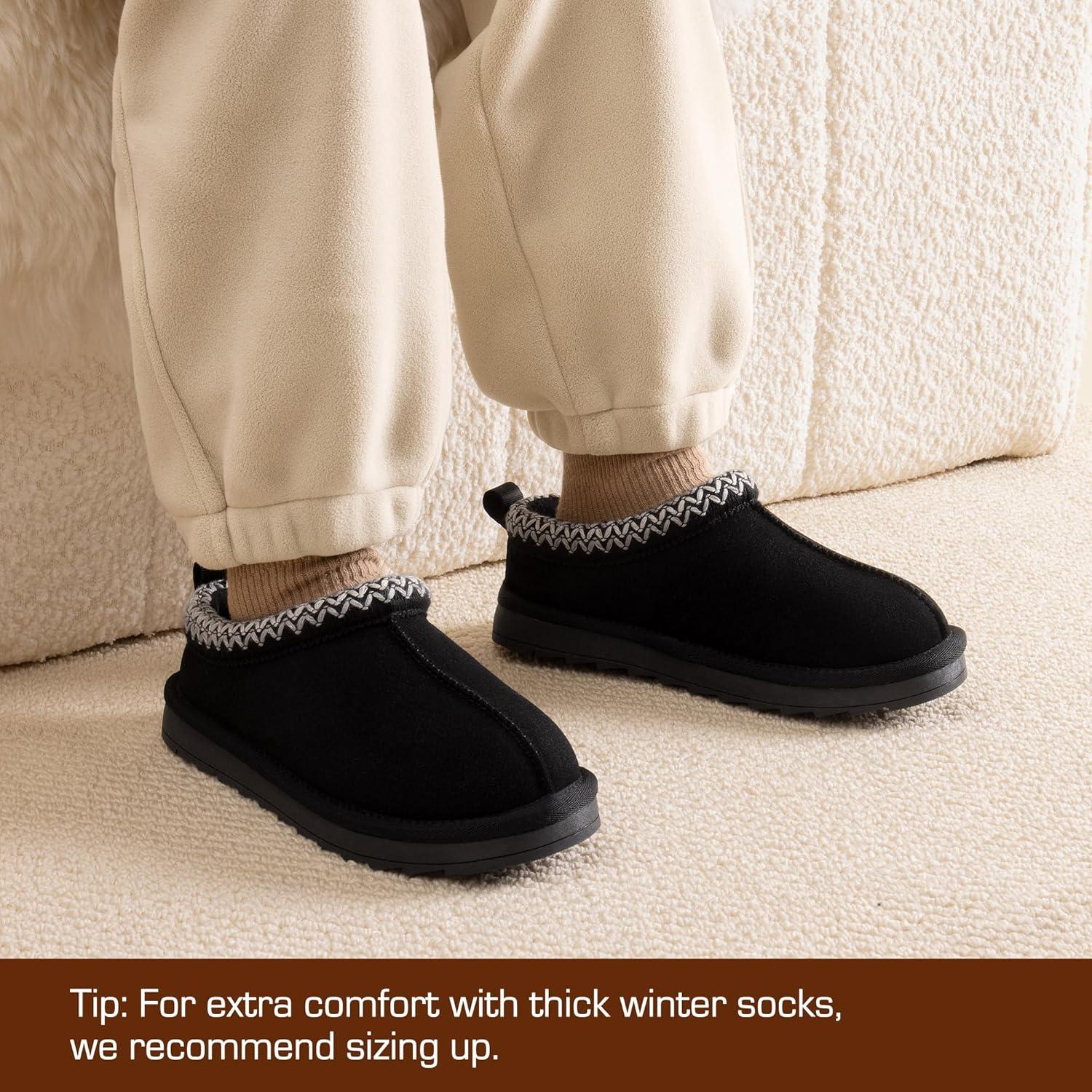 imageDREAM PAIRS Girls Boys Slippers Kids House Fuzzy Indoor Outdoor FuzzyEasy Kids Slipon Slipper for Little Kid Big KidBlack