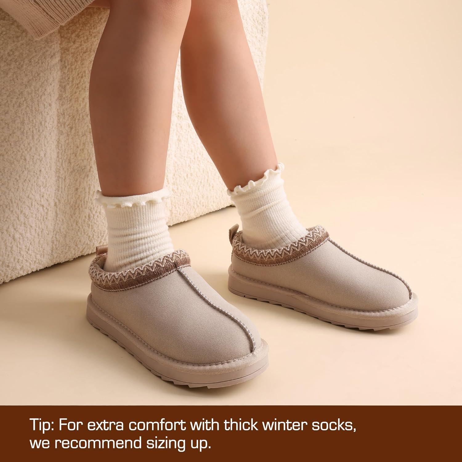 imageDREAM PAIRS Girls Boys Slippers Kids House Fuzzy Indoor Outdoor FuzzyEasy Kids Slipon Slipper for Little Kid Big KidSand