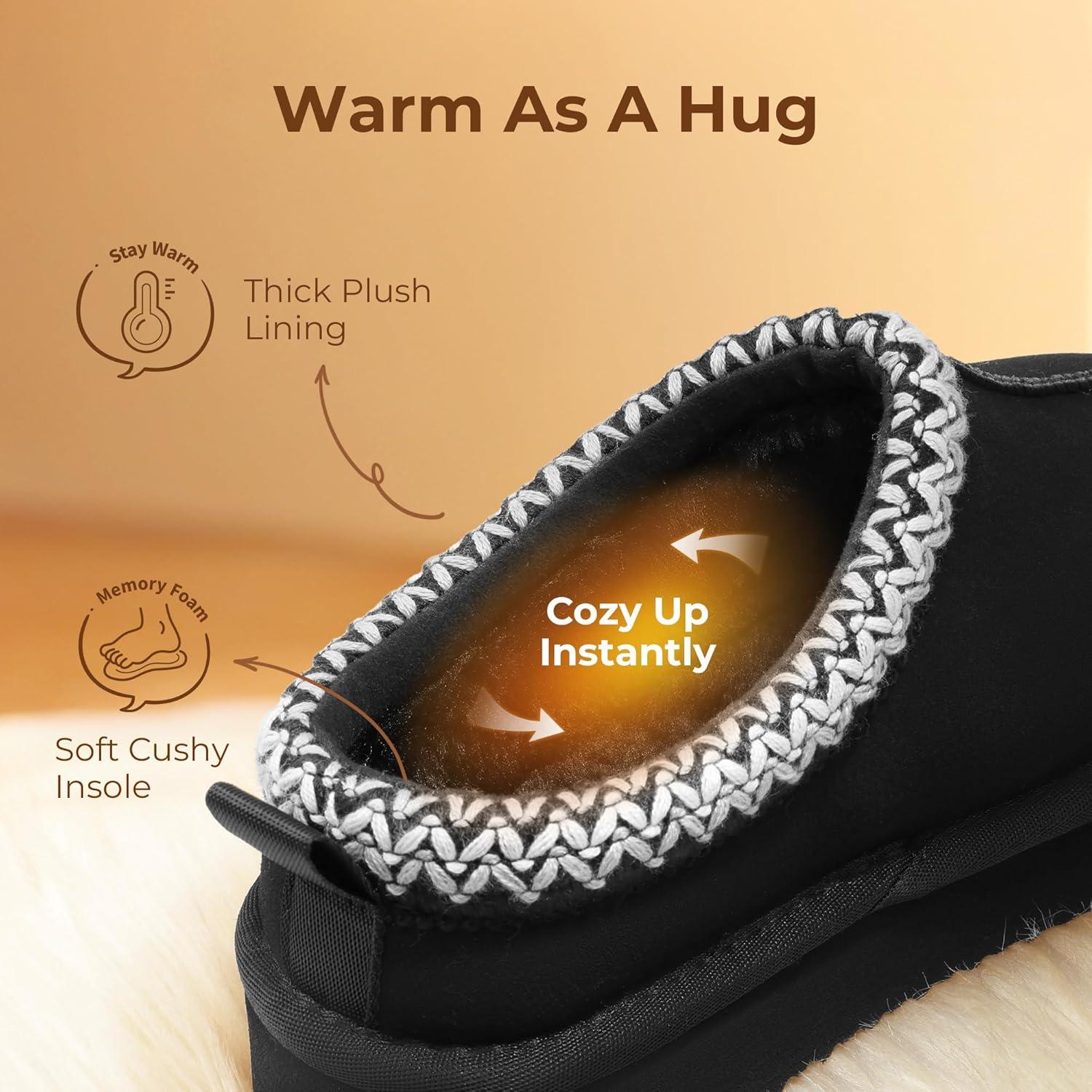 imageDREAM PAIRS Girls Boys Slippers Kids House Fuzzy Platform Indoor Outdoor Kids Slip on Slipper for Little Kid Big KidBlack