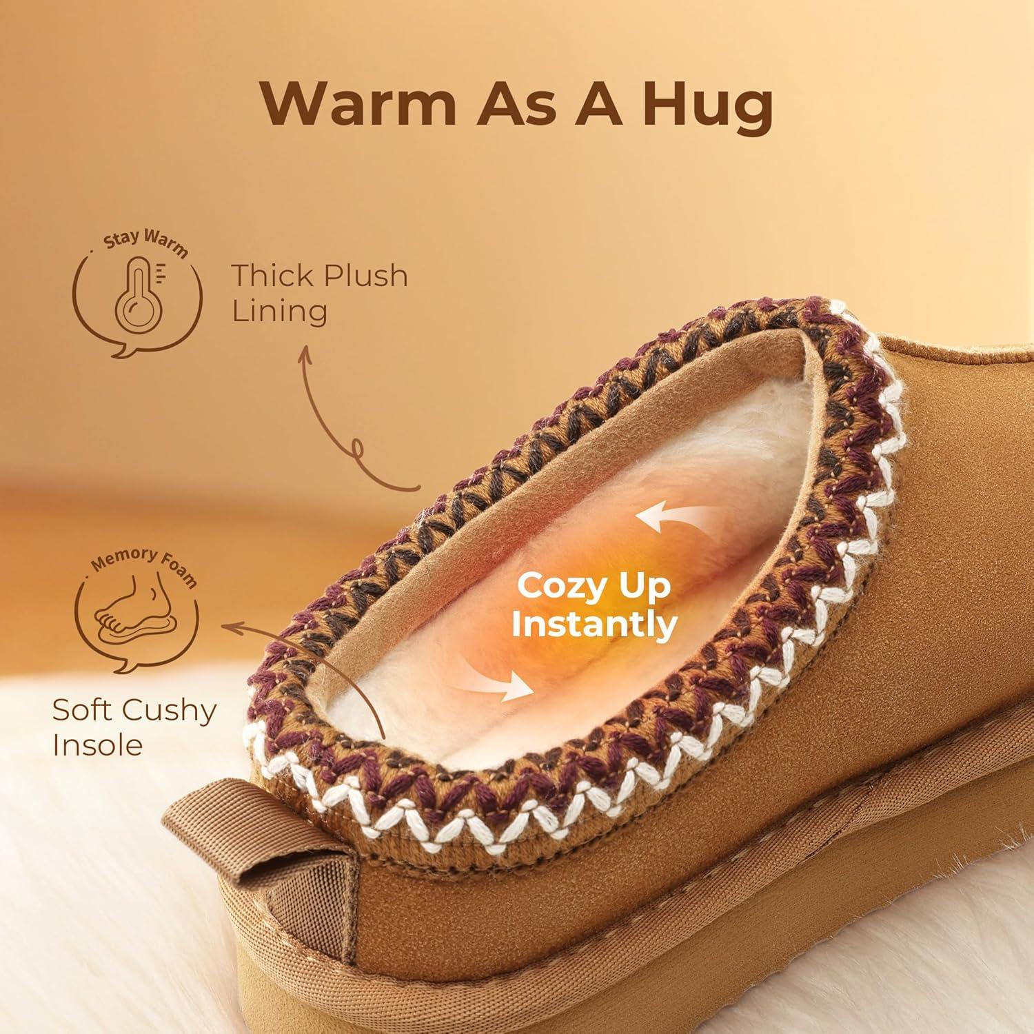 imageDREAM PAIRS Girls Boys Slippers Kids House Fuzzy Platform Indoor Outdoor Kids Slip on Slipper for Little Kid Big KidCamel