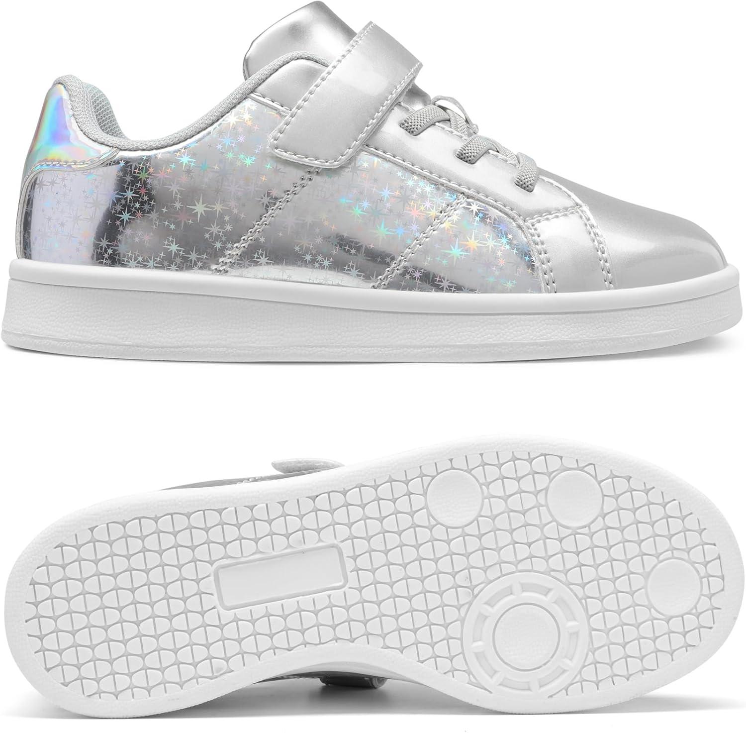 imageDREAM PAIRS Girls Boys Sneakers Tennis School Shoes Casual Walking Storybook Footwear for LittleBig KidsSilver