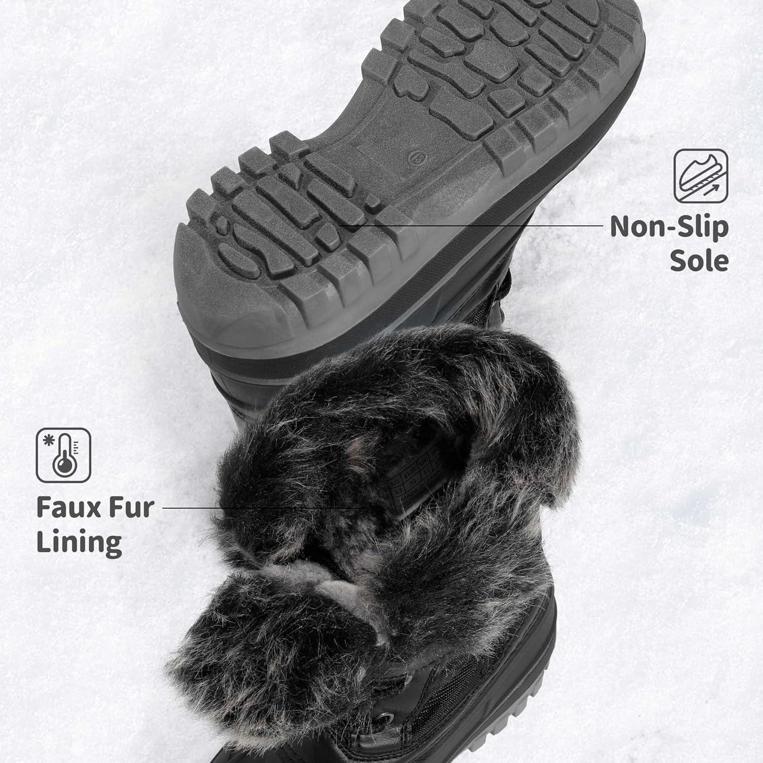 imageDREAM PAIRS Girls Boys Snow Boots WaterResistant Outdoor Warm Cozy AntiSlip Mid Calf Faux Fur Lining Winter Shoes for LittleBig KidsBlack